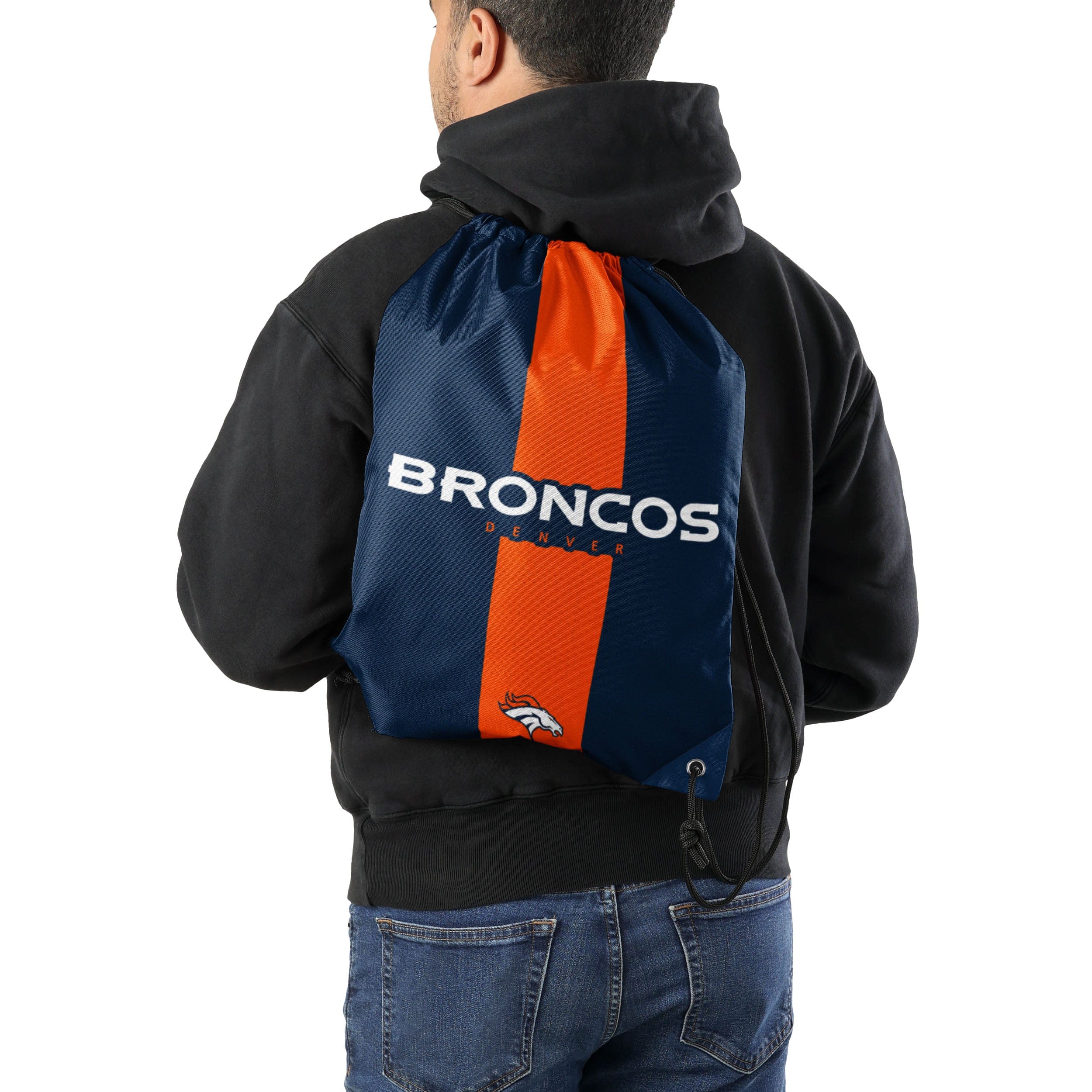 Denver Broncos NFL Team Stripe Wordmark Drawstring Backpack - Image 2