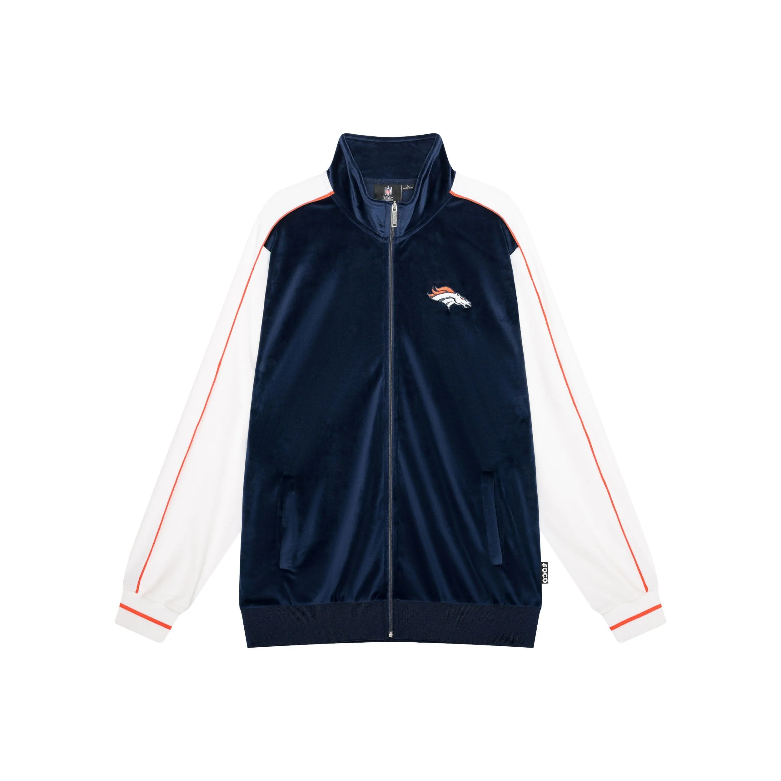 Denver Broncos NFL Two Tone Velour Zip Up Top - Image 6