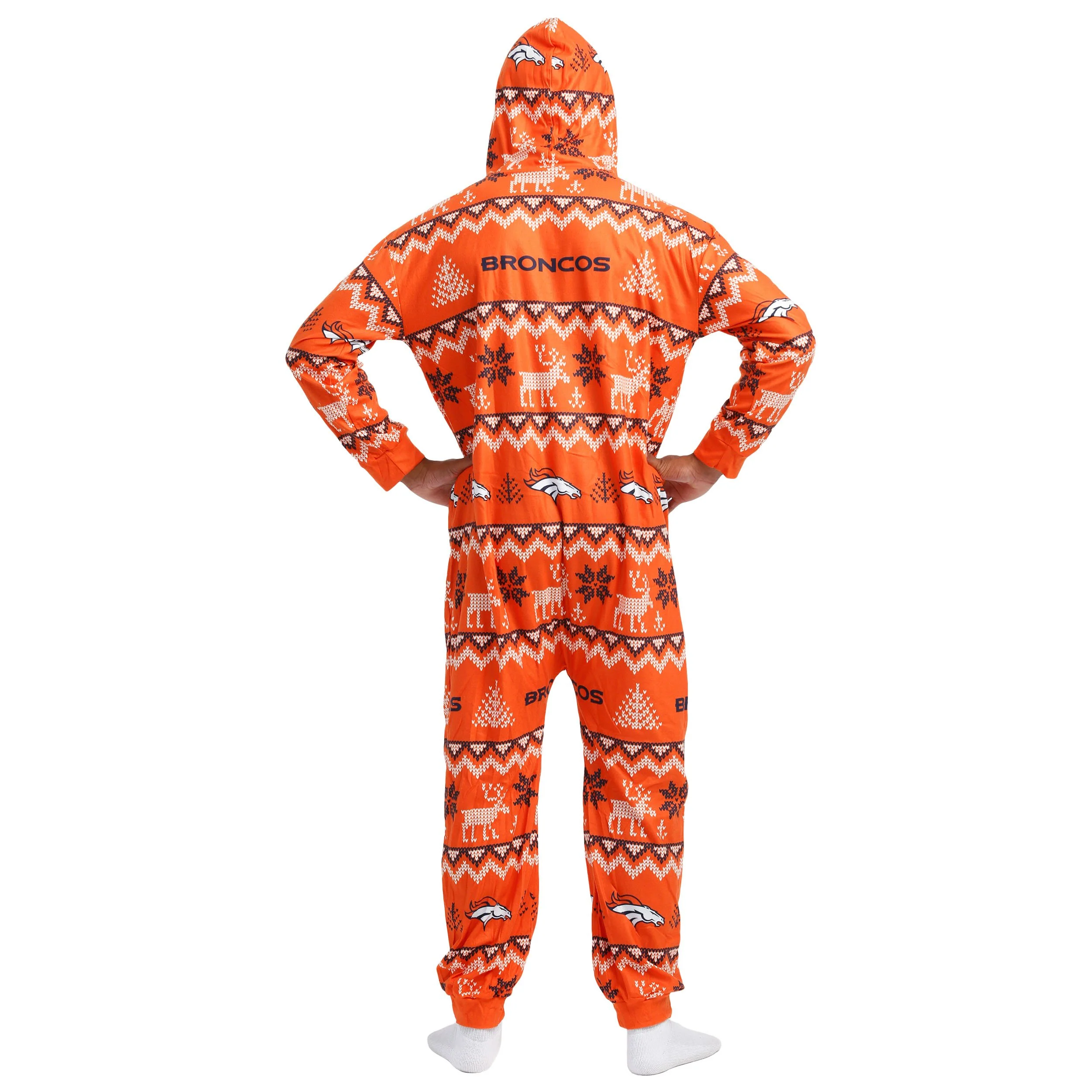 Denver Broncos NFL Ugly Pattern One Piece Pajamas - Image 2
