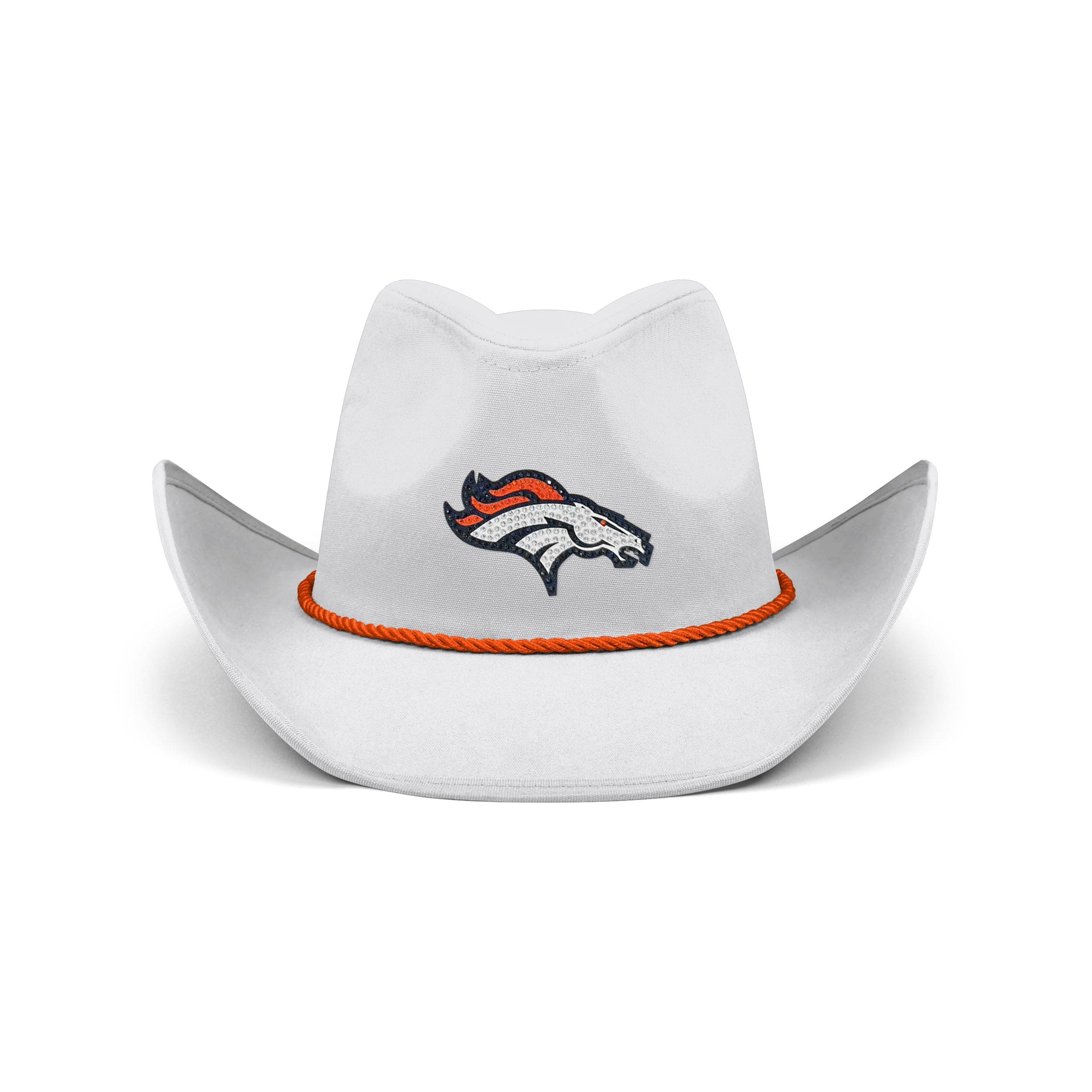 Denver Broncos NFL White Rhinestone Logo Cowboy Hat - Image 3