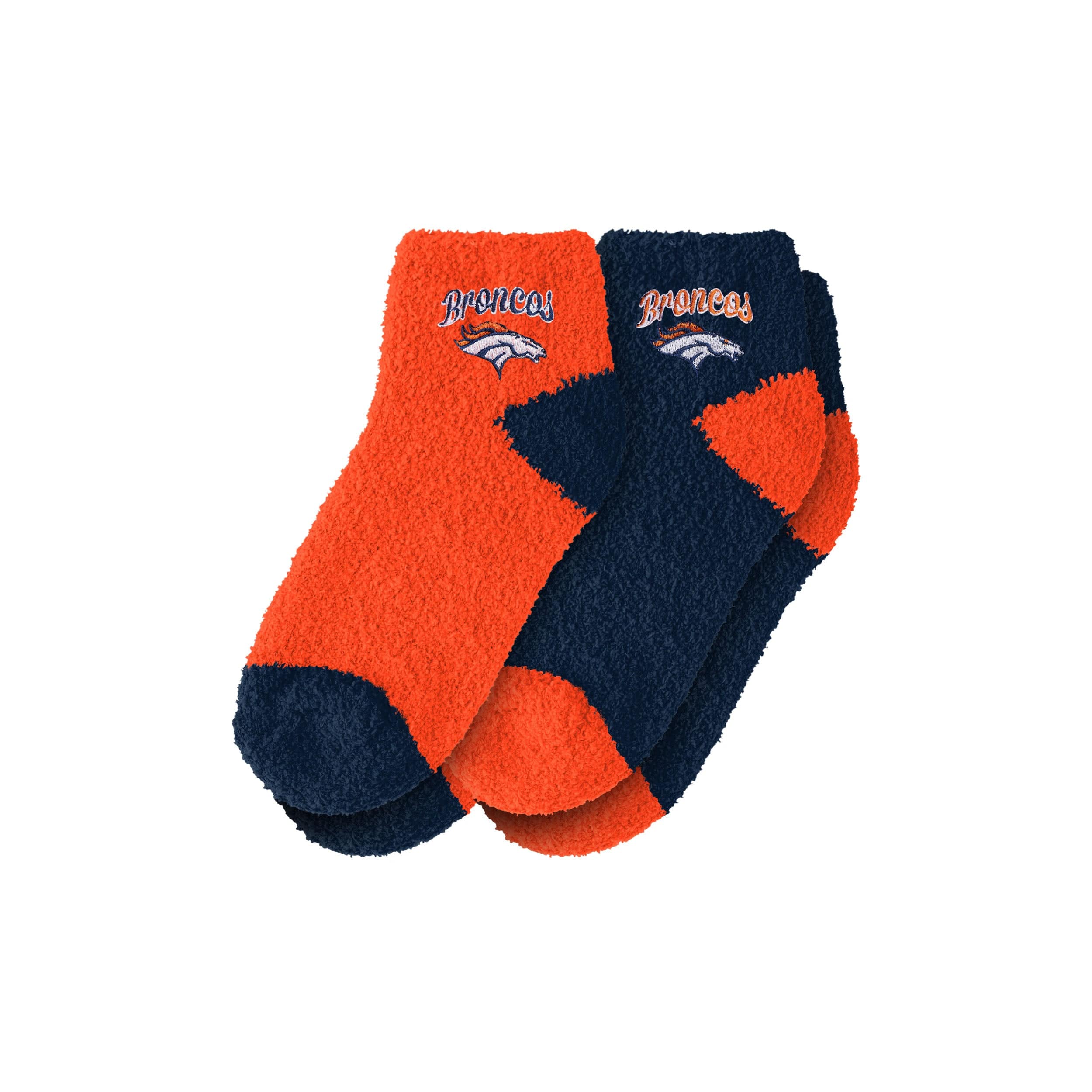 Denver Broncos NFL Womens 2 Pack Script Logo Fuzzy Ankle Socks - Image 2
