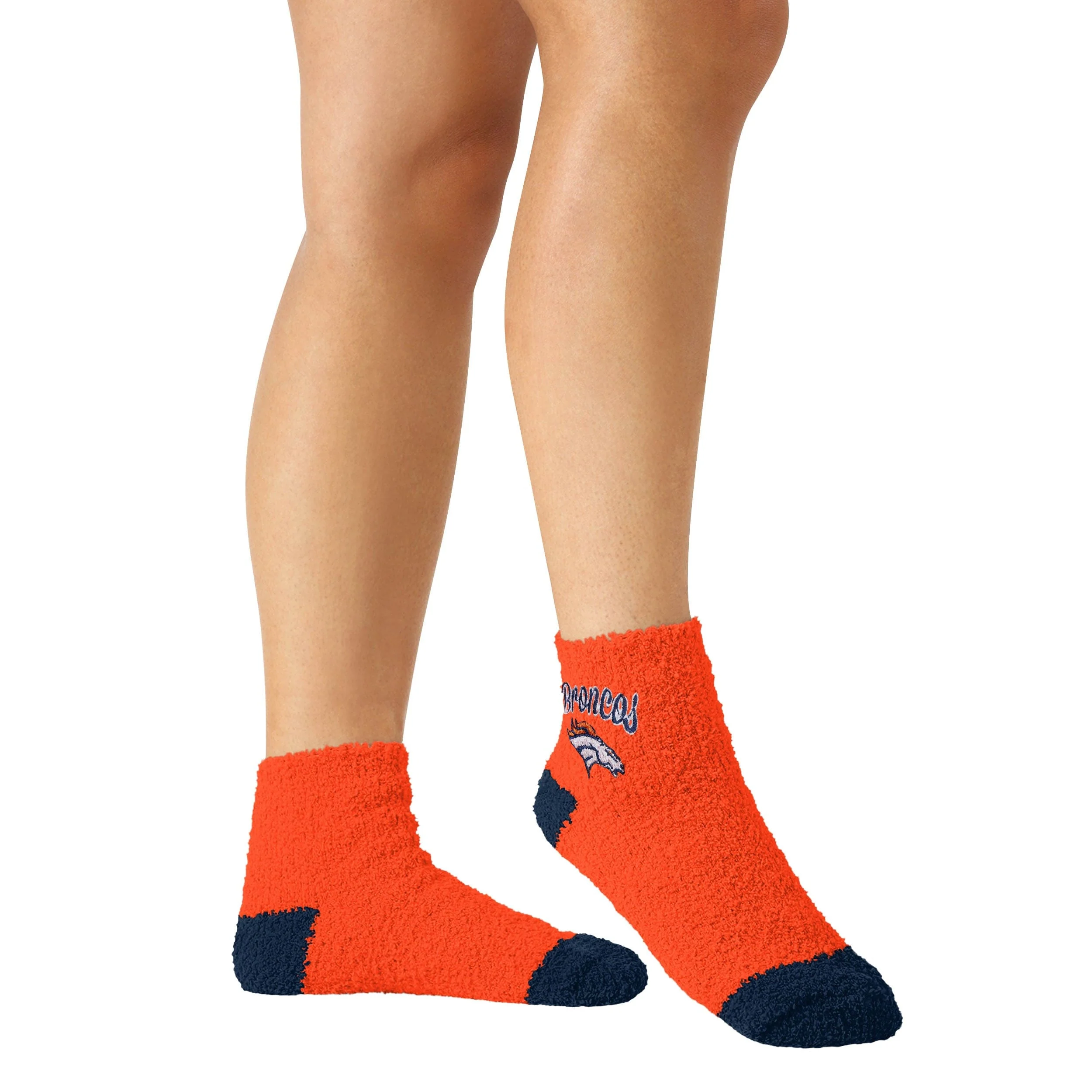 Denver Broncos NFL Womens 2 Pack Script Logo Fuzzy Ankle Socks - Image 3