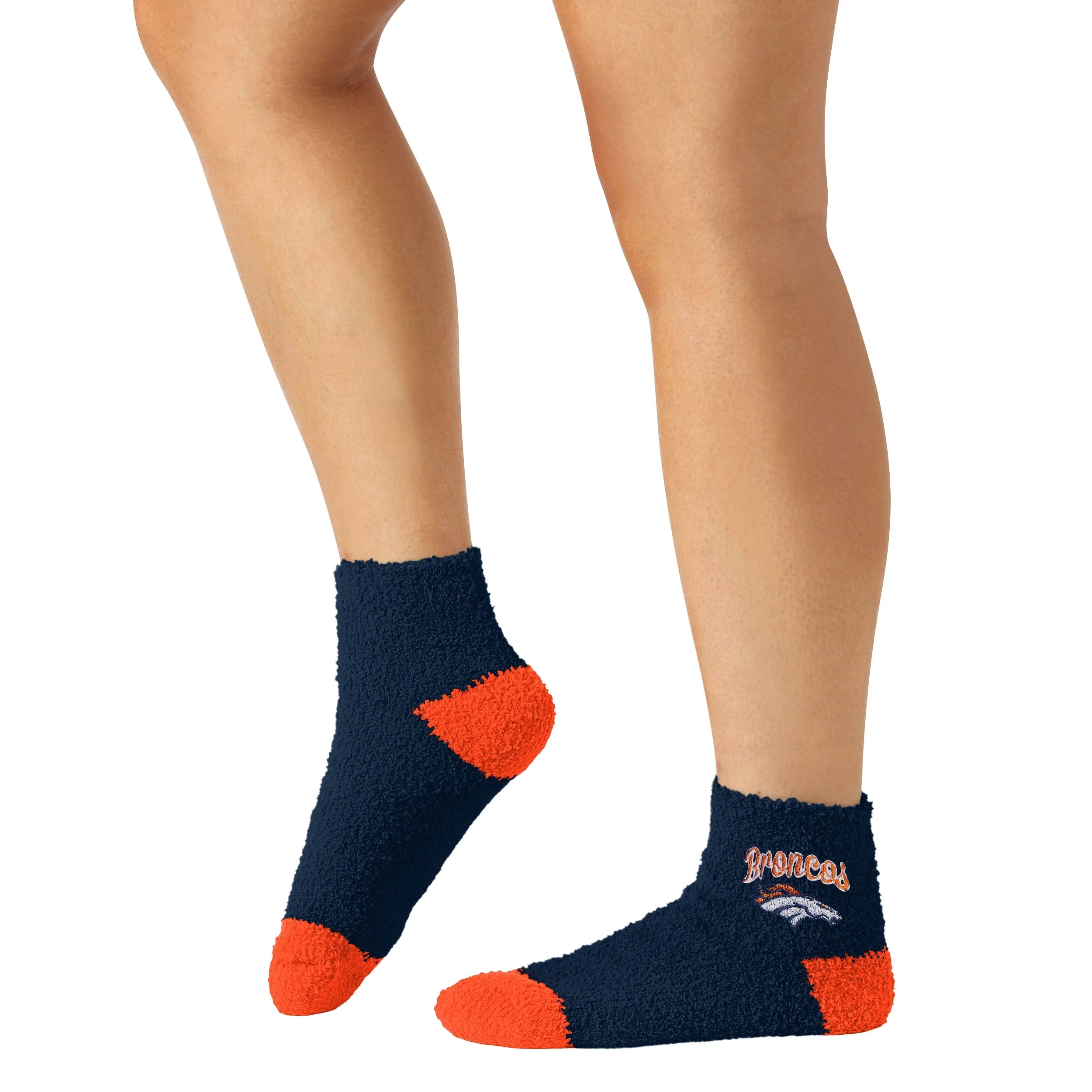 Denver Broncos NFL Womens 2 Pack Script Logo Fuzzy Ankle Socks - Image 4