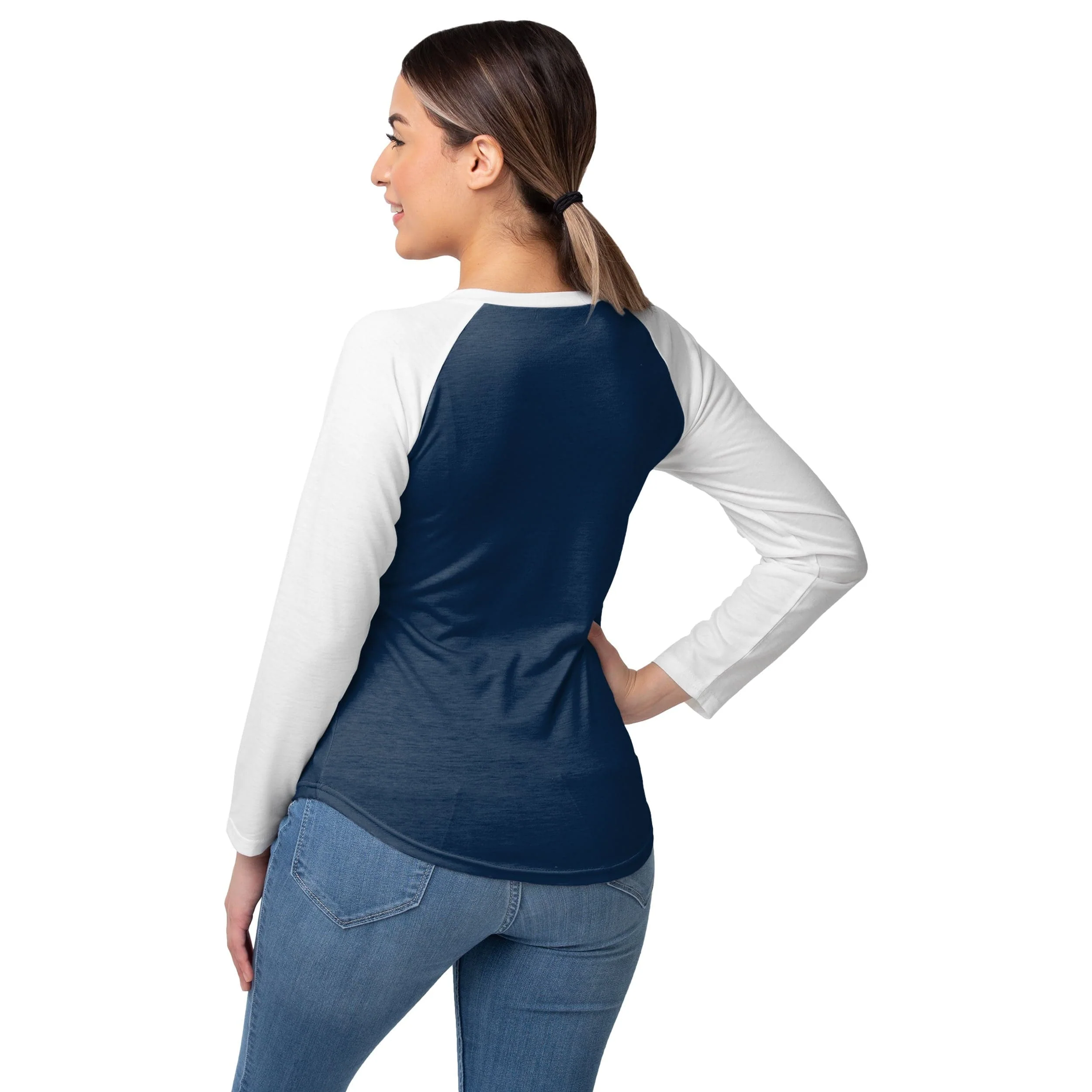 Denver Broncos NFL Womens Big Logo Solid Raglan T-Shirt - Image 3