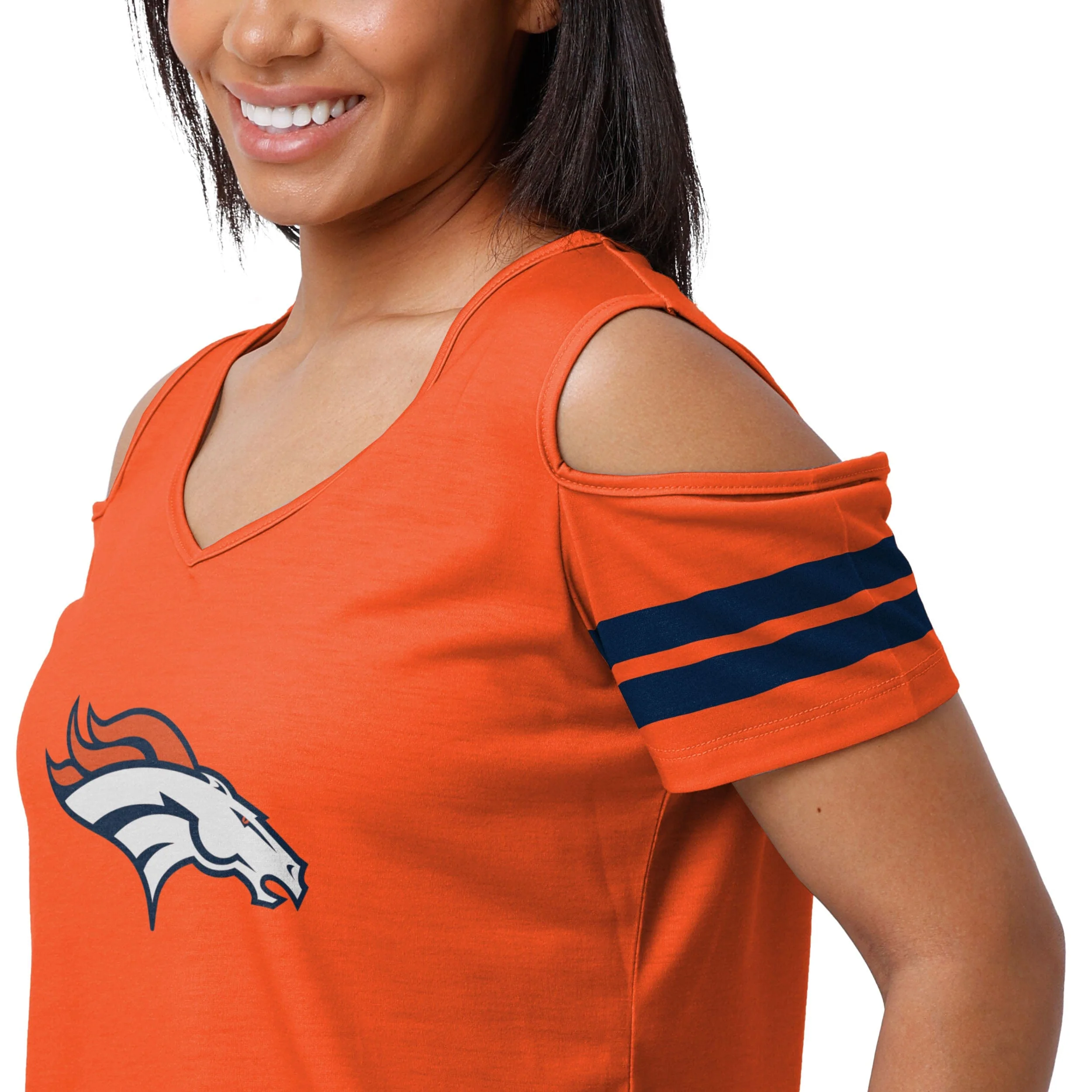Denver Broncos NFL Womens Cold Shoulder T-Shirt - Image 3