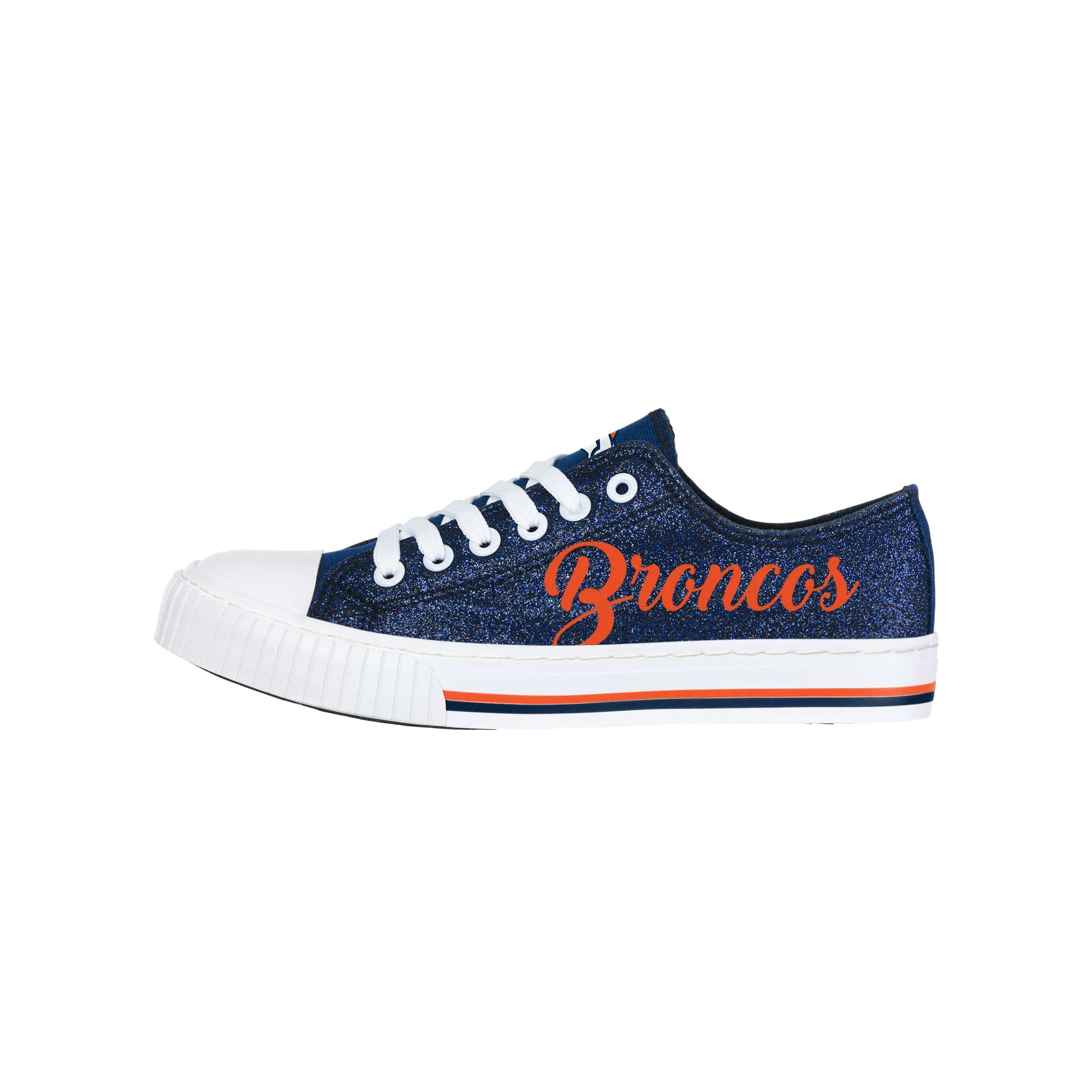 Denver Broncos NFL Womens Color Glitter Low Top Canvas Shoes - Image 2