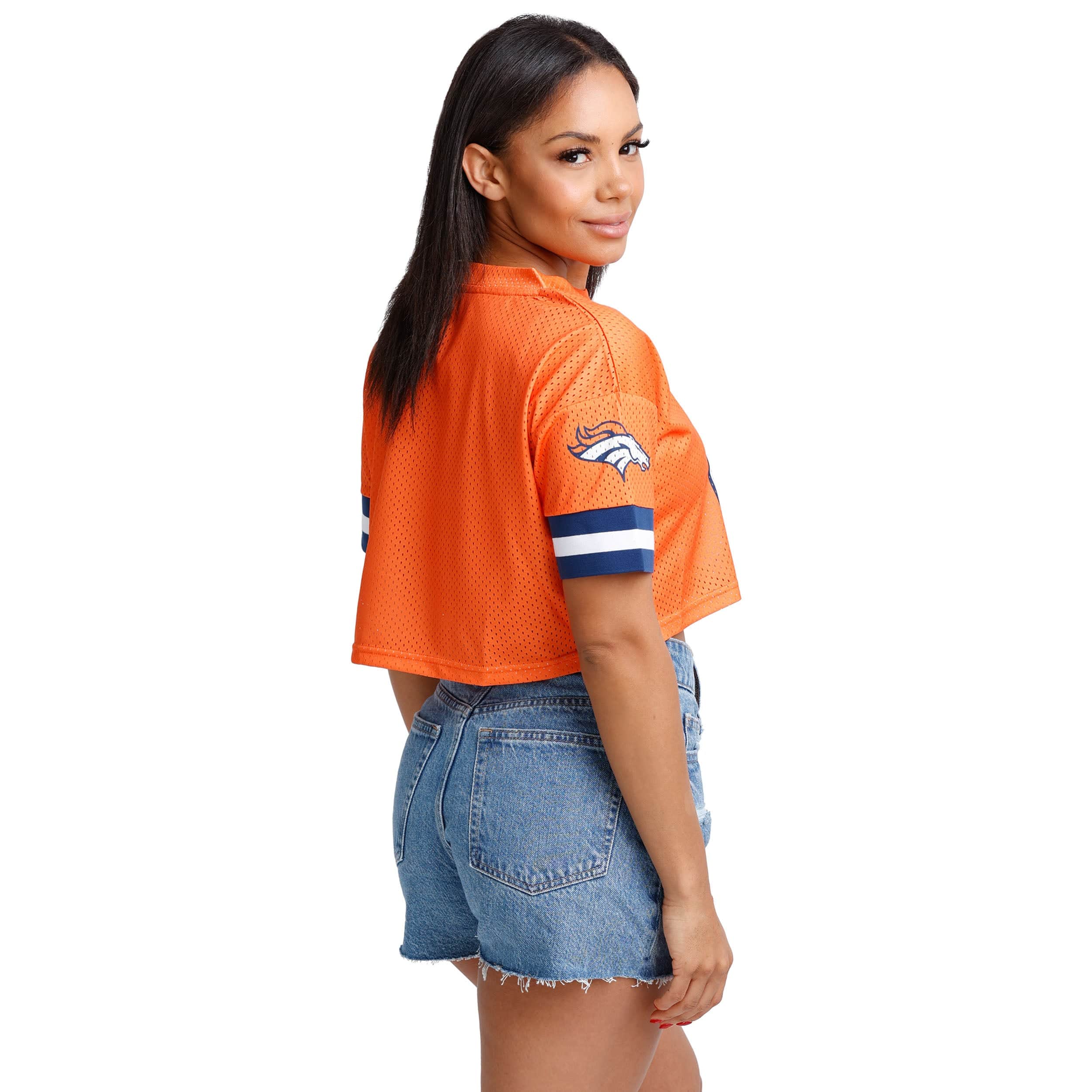 Denver Broncos NFL Womens Gameday Mesh Crop Top - Image 2