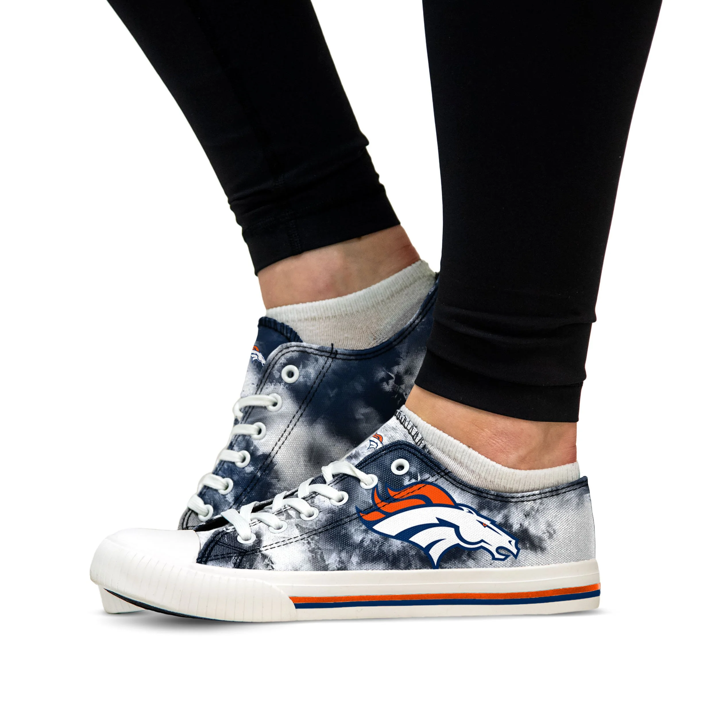 Denver Broncos NFL Womens Low Top Tie-Dye Canvas Shoes - Image 5