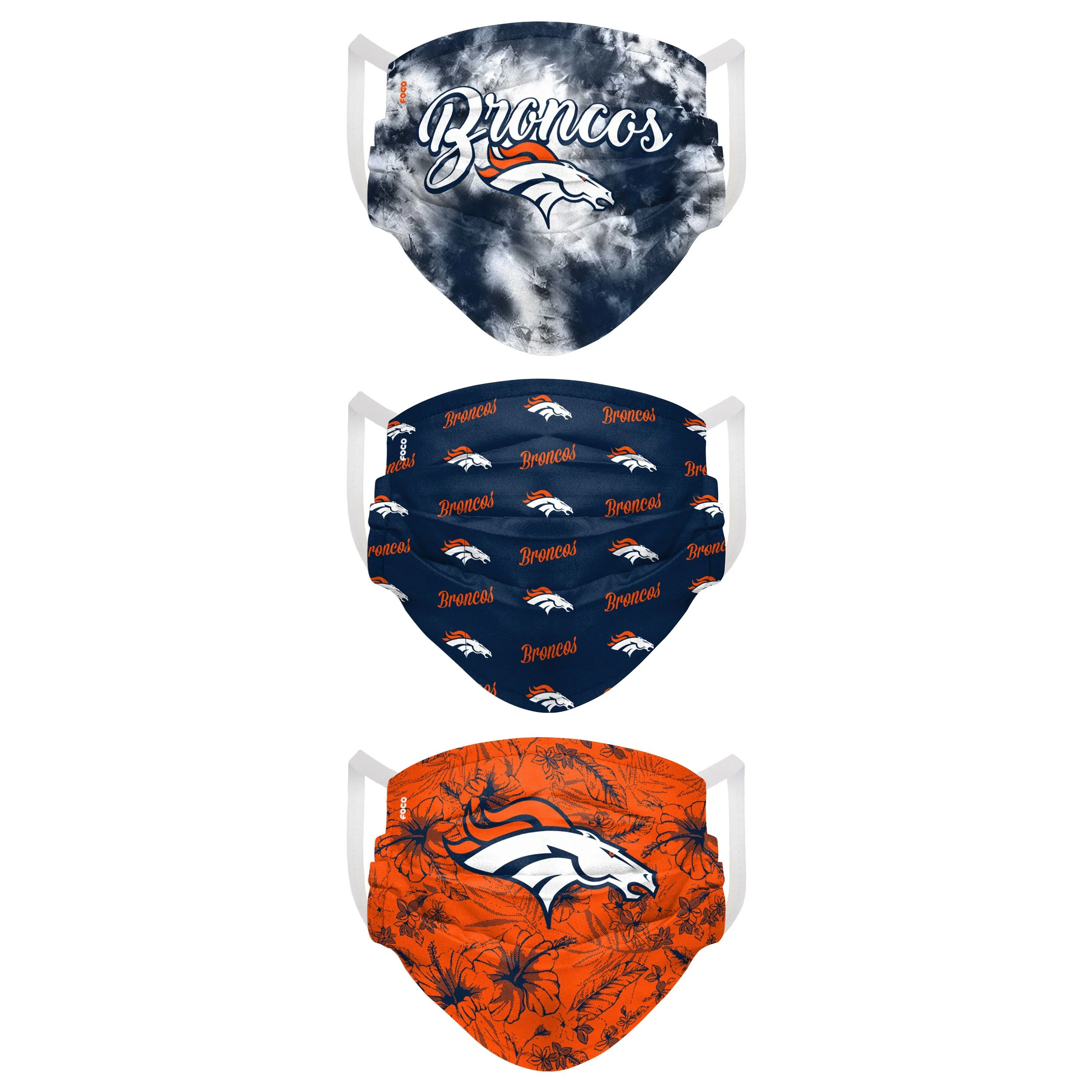 Denver Broncos NFL Womens Matchday 3 Pack Face Cover - Image 2