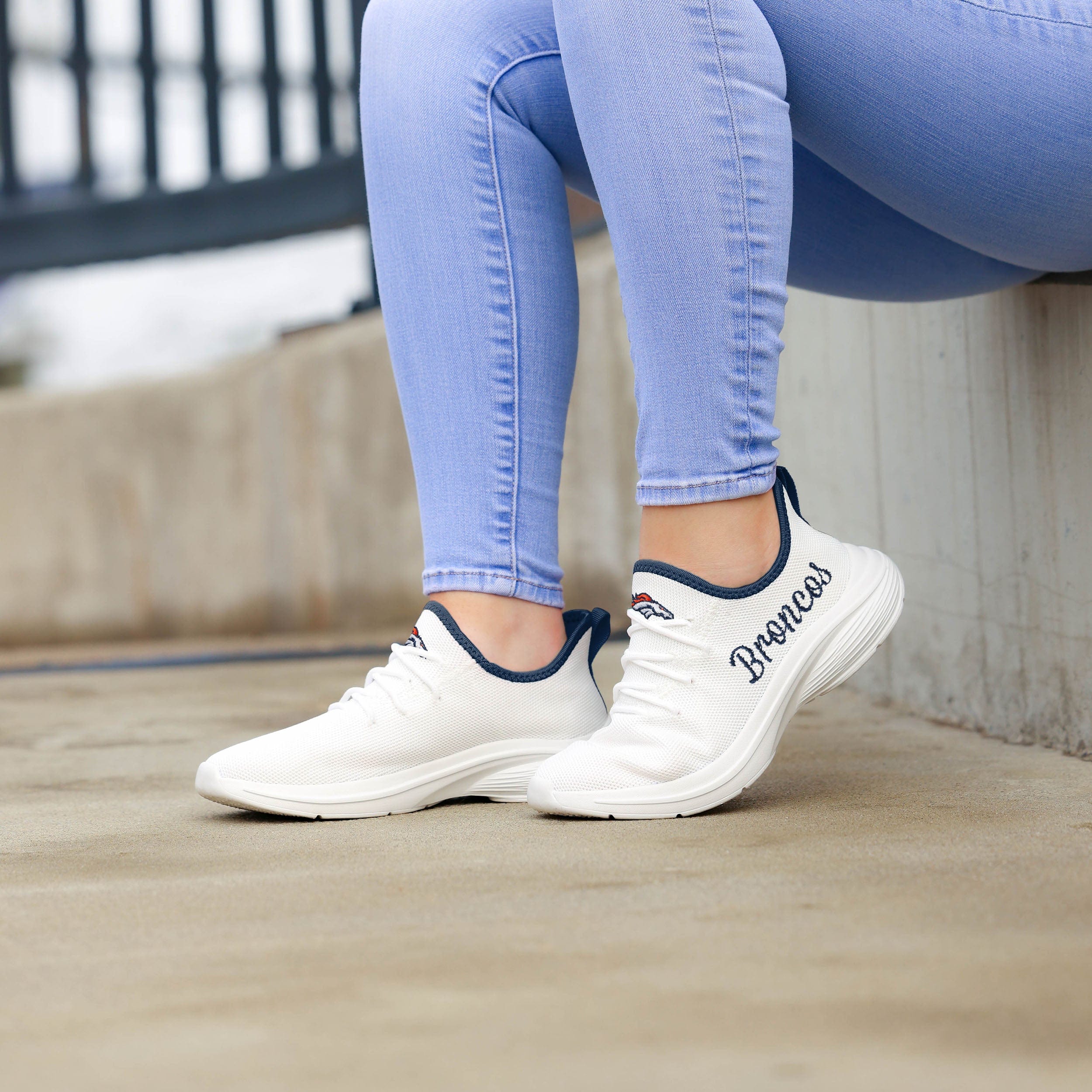 Denver Broncos NFL Womens Midsole White Sneakers - Image 3