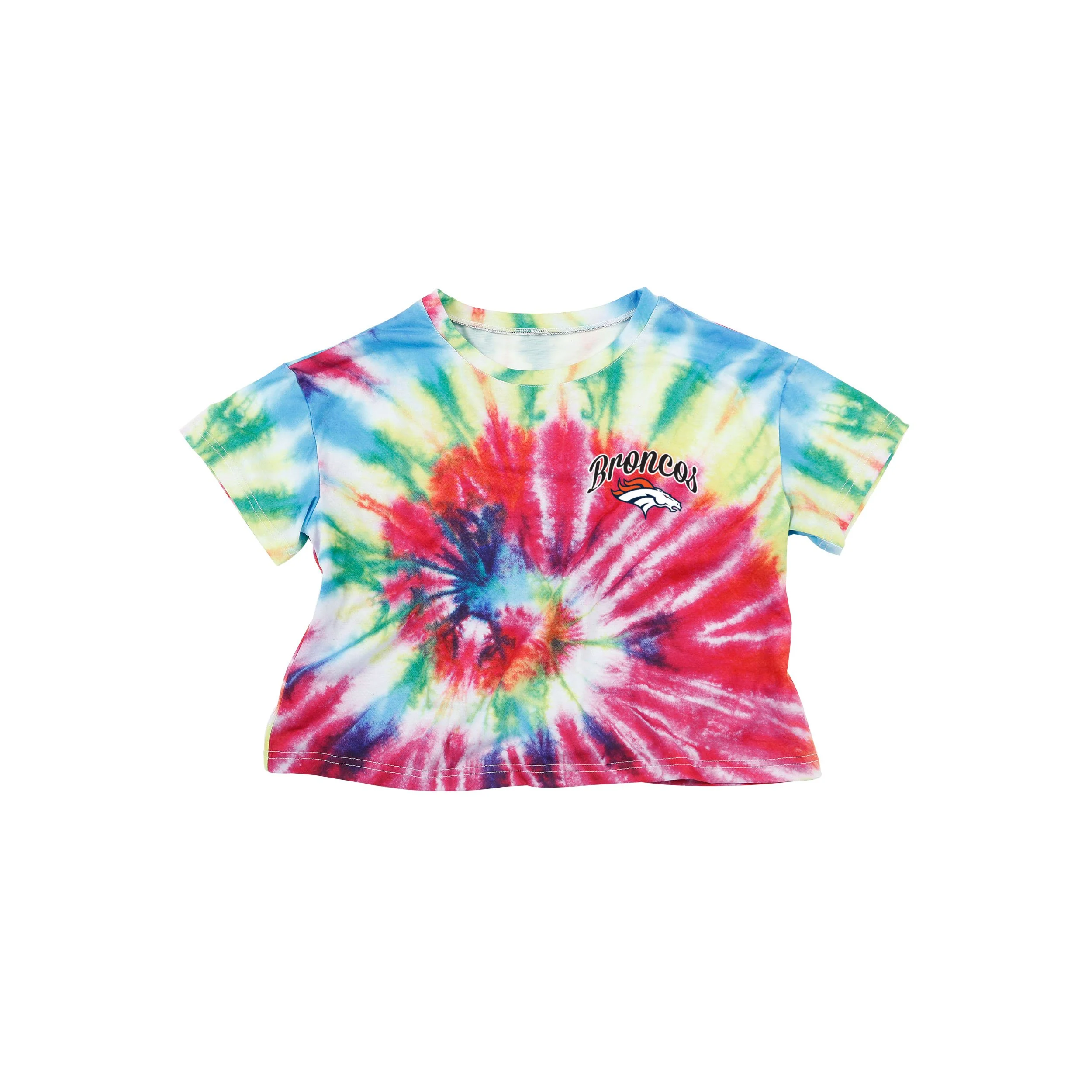 Denver Broncos NFL Womens Pastel Tie-Dye Crop Top - Image 3