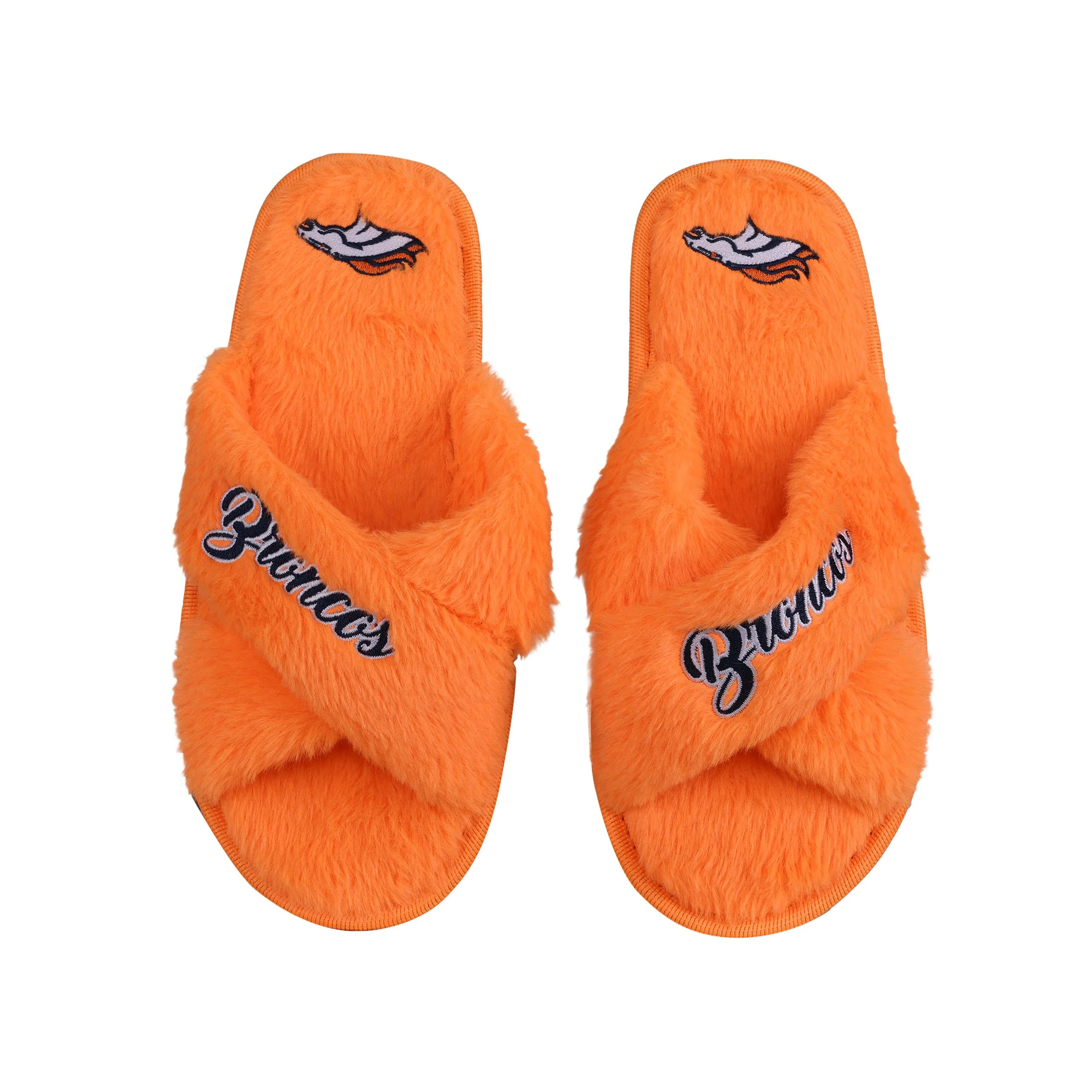 Denver Broncos NFL Womens Script Wordmark Fur Cross Slide - Image 2