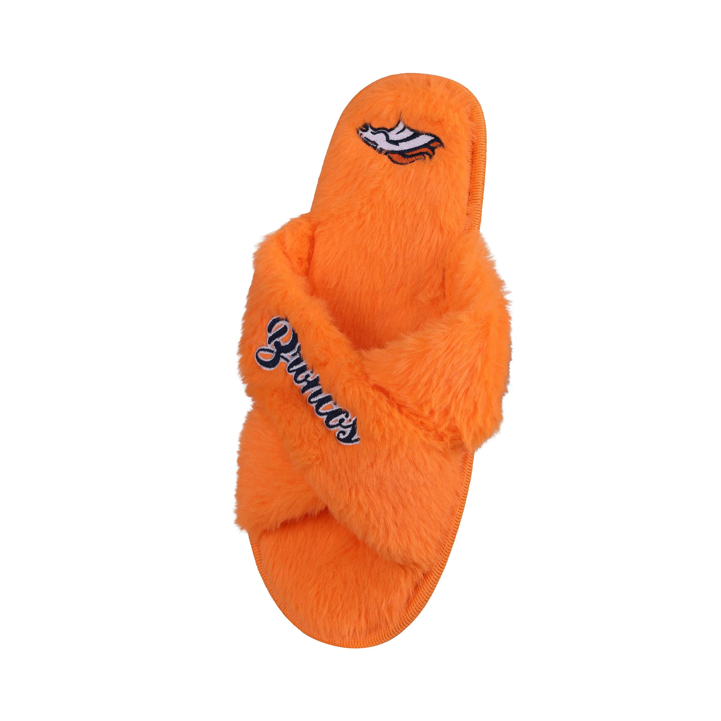 Denver Broncos NFL Womens Script Wordmark Fur Cross Slide - Image 3
