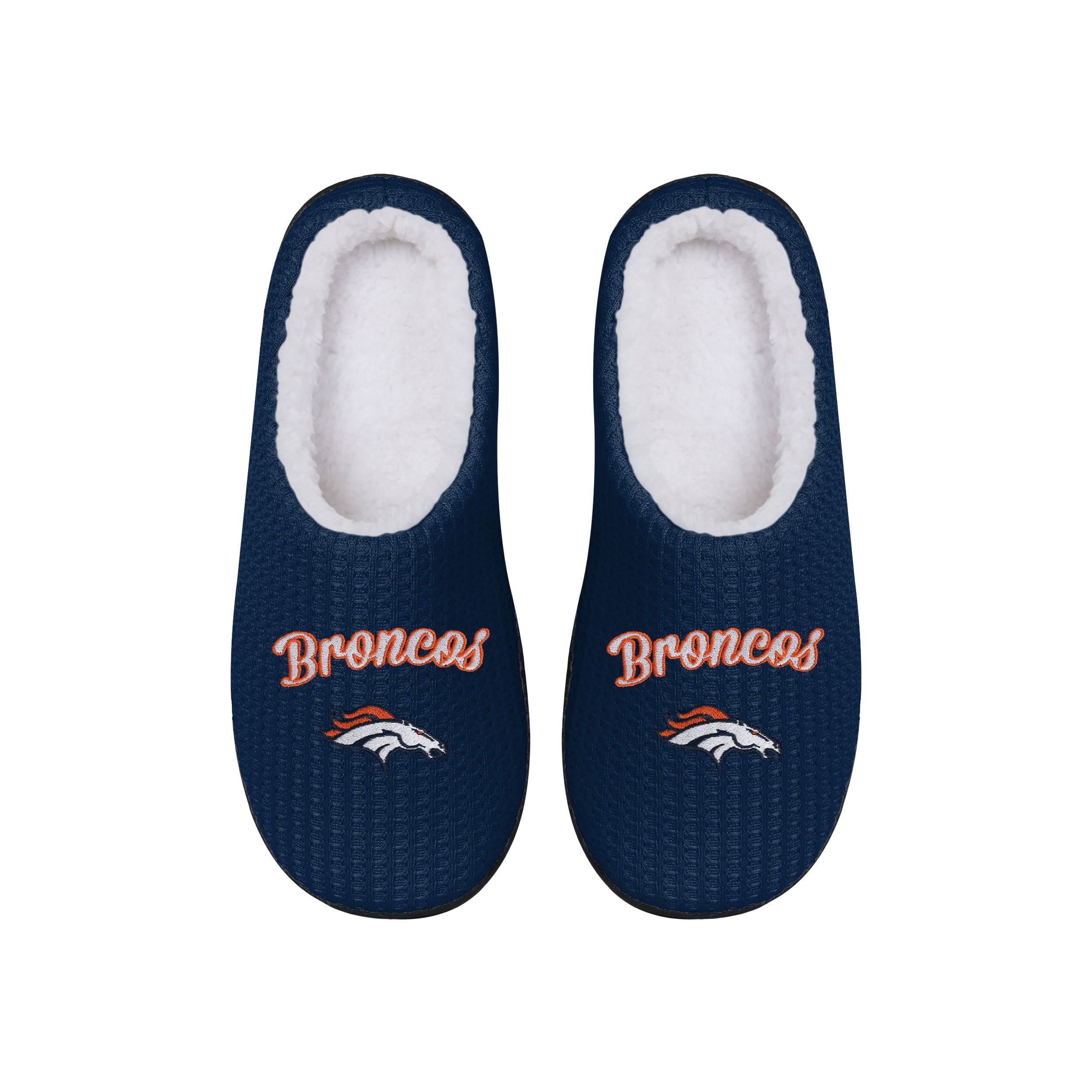 Denver Broncos NFL Womens Sherpa Lined Memory Foam Slippers - Image 3