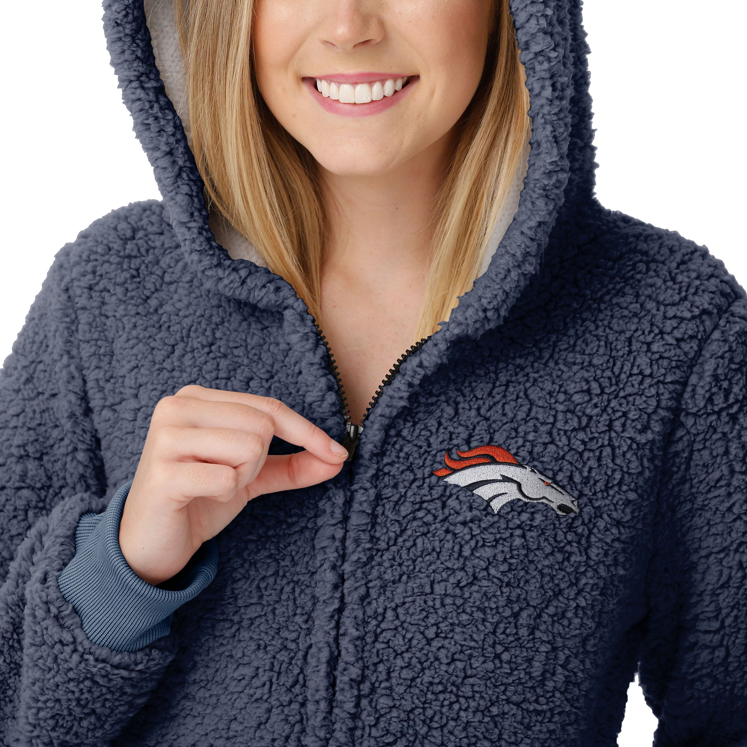Denver Broncos NFL Womens Sherpa One Piece Pajamas - Image 3