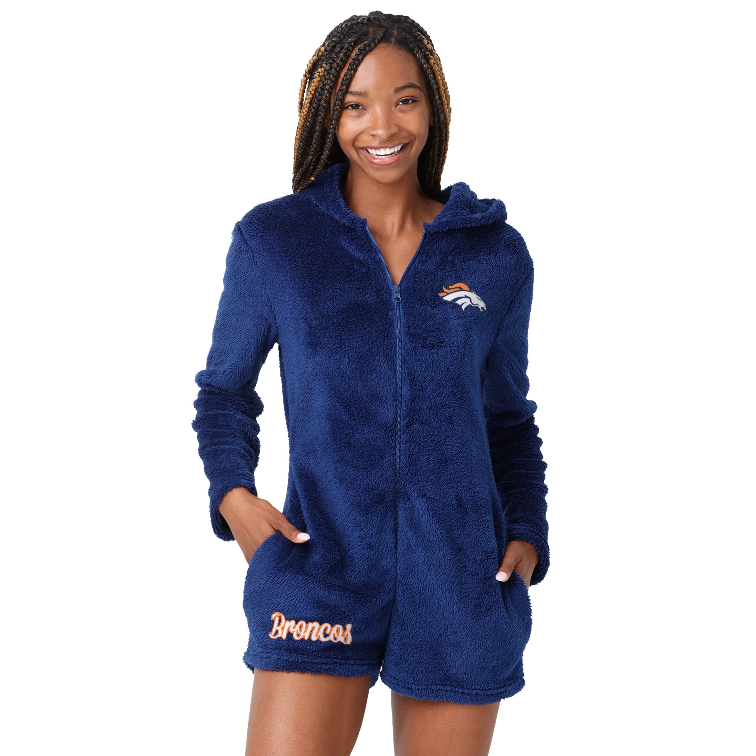 Denver Broncos NFL Womens Short Cozy One Piece Pajamas