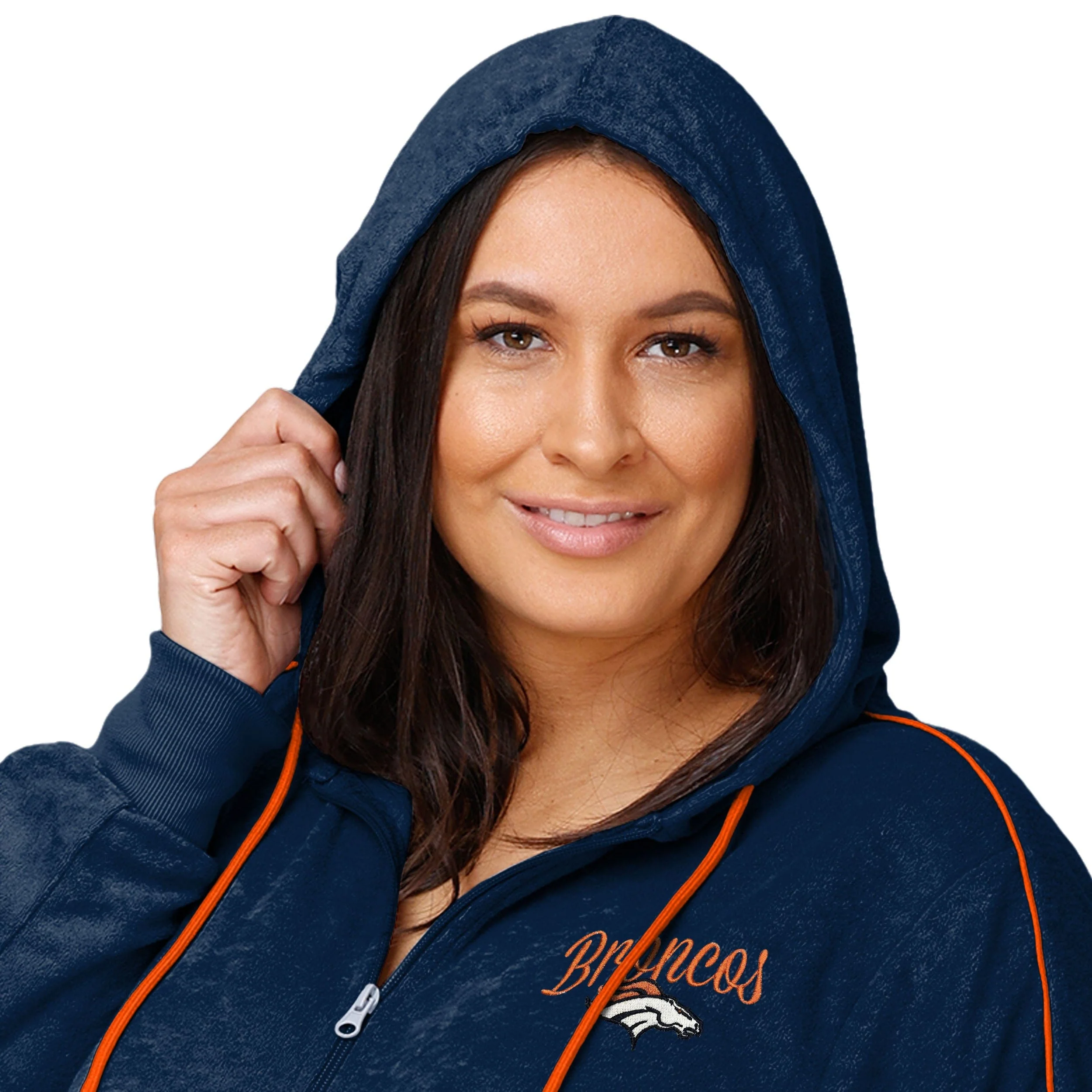 Denver Broncos NFL Womens Terry Knit Zip Up Top - Image 3
