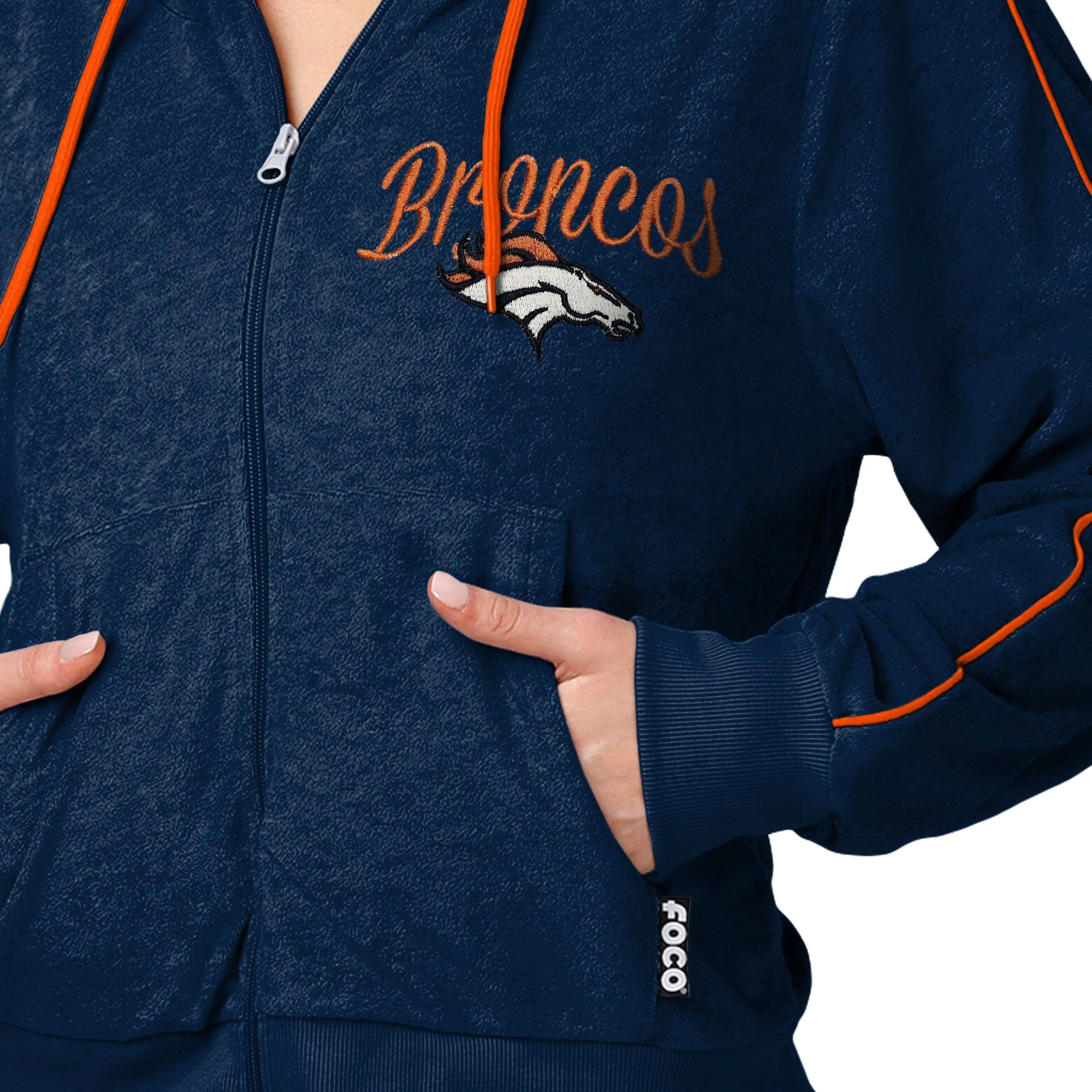 Denver Broncos NFL Womens Terry Knit Zip Up Top - Image 4