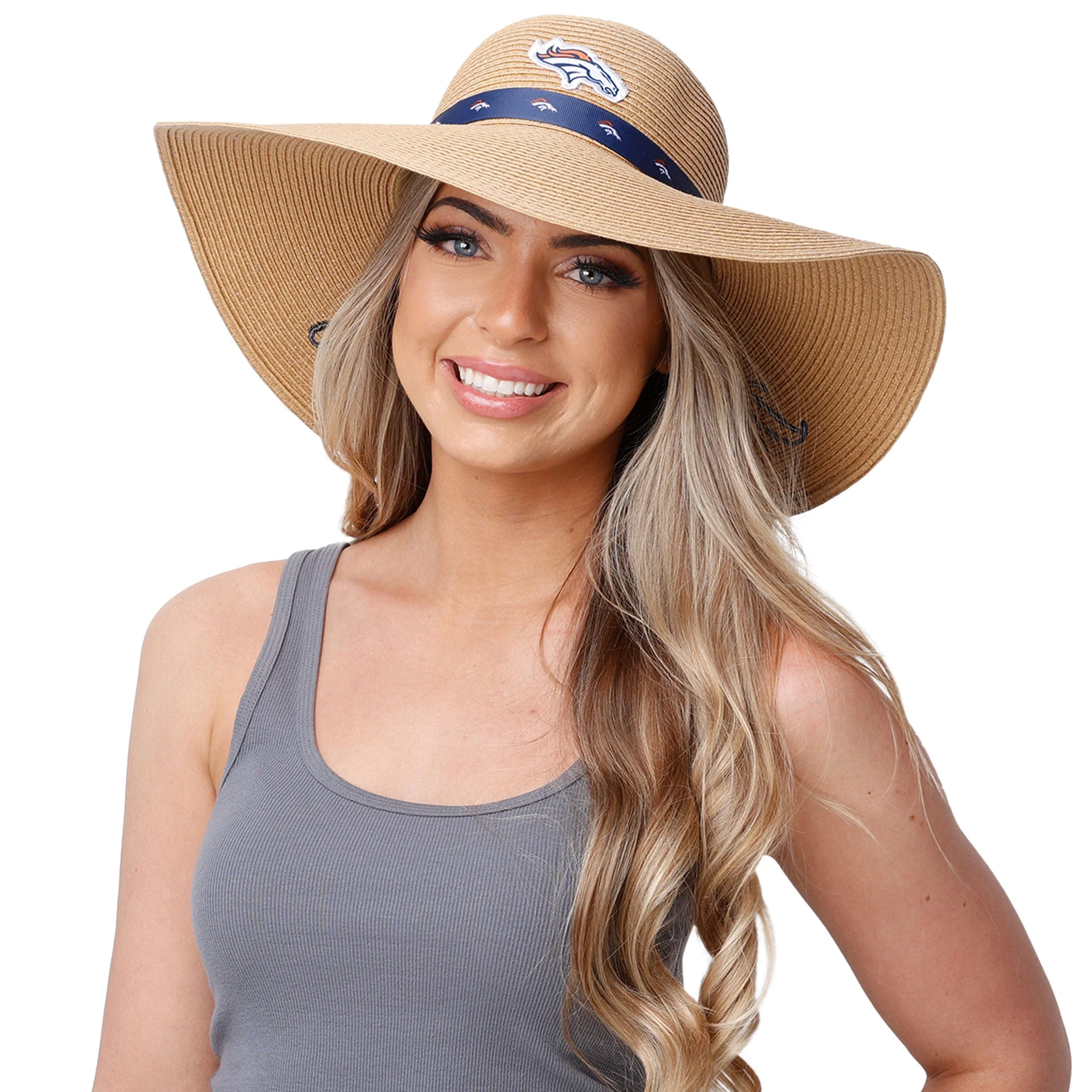 Denver Broncos NFL Womens Wordmark Beach Straw Hat - Image 3