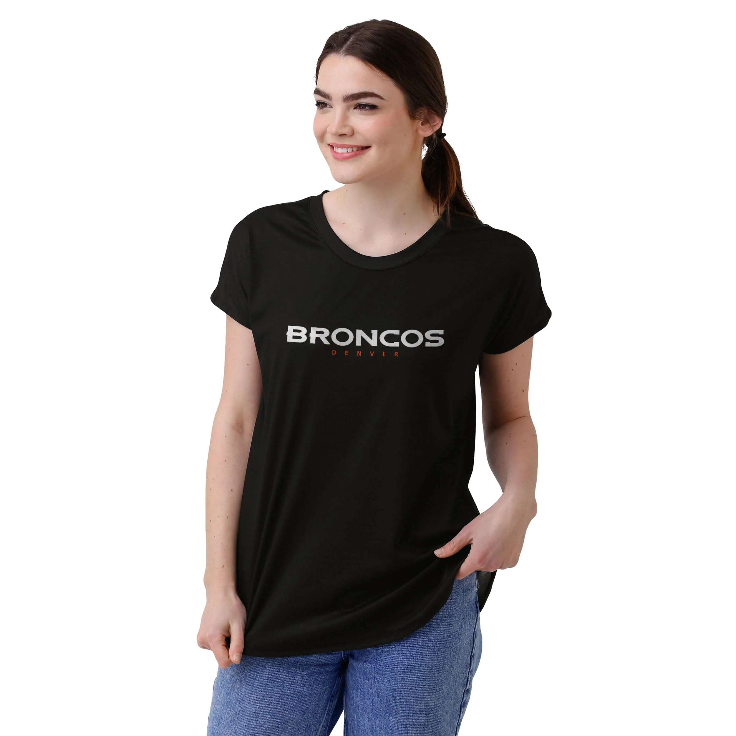Denver Broncos NFL Womens Wordmark Black Tunic Top