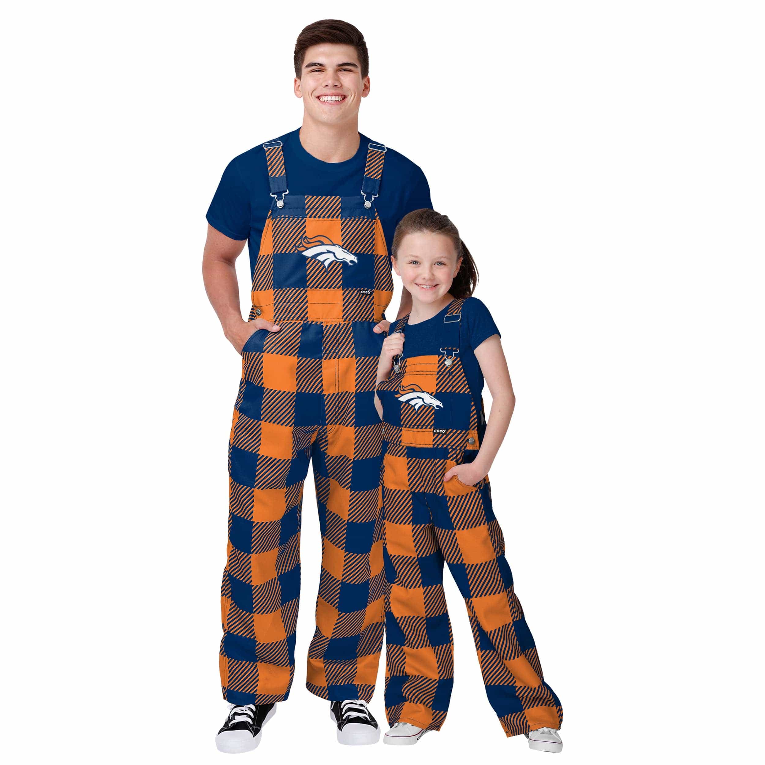 Denver Broncos NFL Youth Plaid Bib Overalls - Image 3