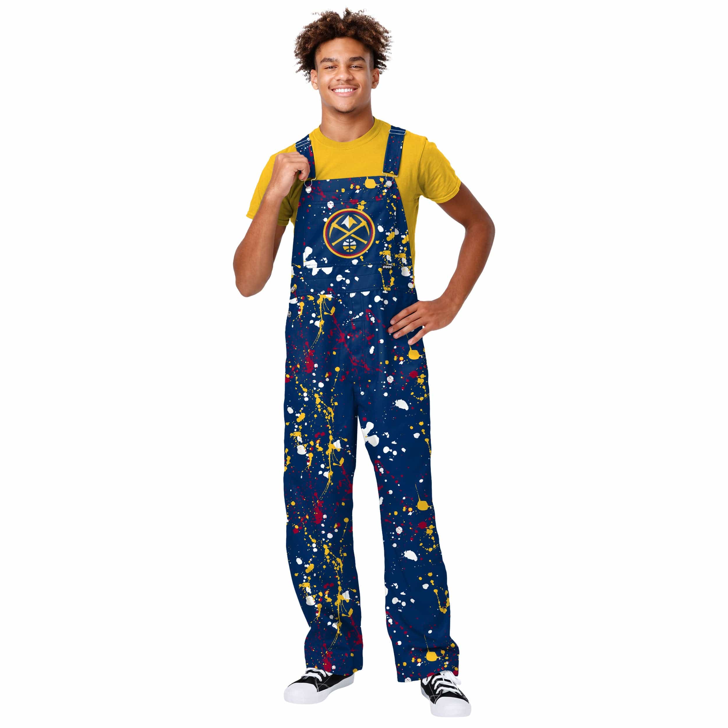 Denver Nuggets NBA Mens Paint Splatter Bib Overalls