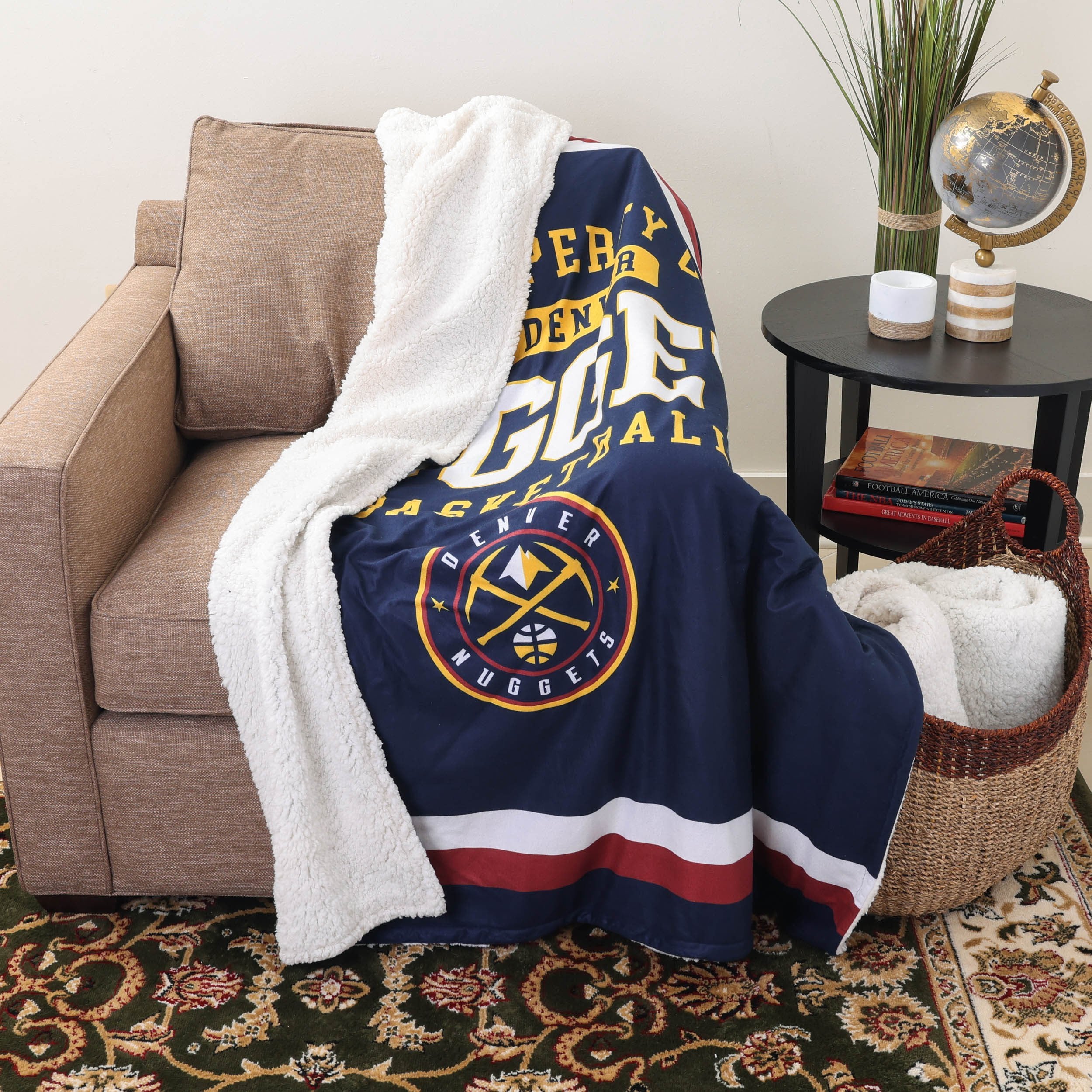 Denver Nuggets NBA Team Property Sherpa Plush Throw Blanket - Image 2