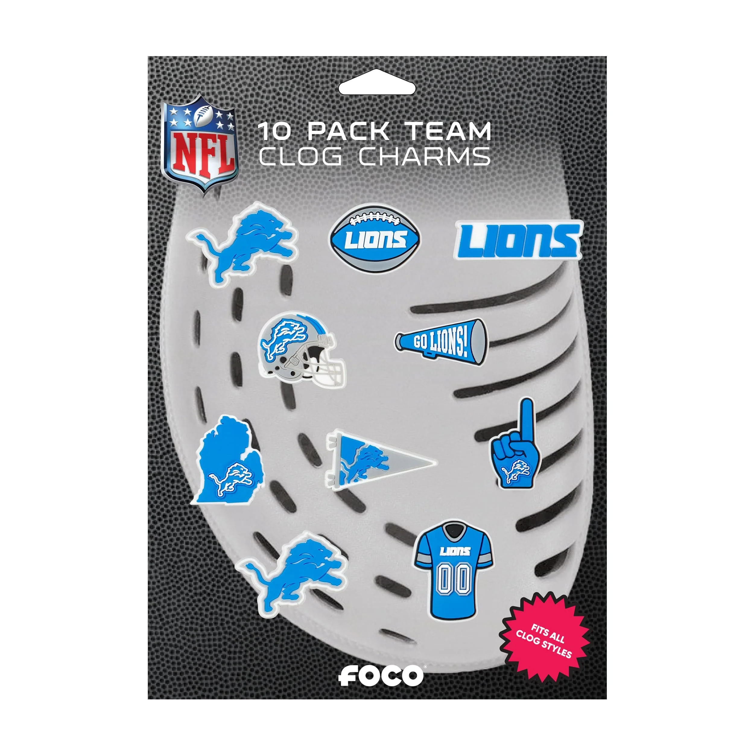 Detroit Lions NFL 10 Pack Team Clog Charms - Image 5