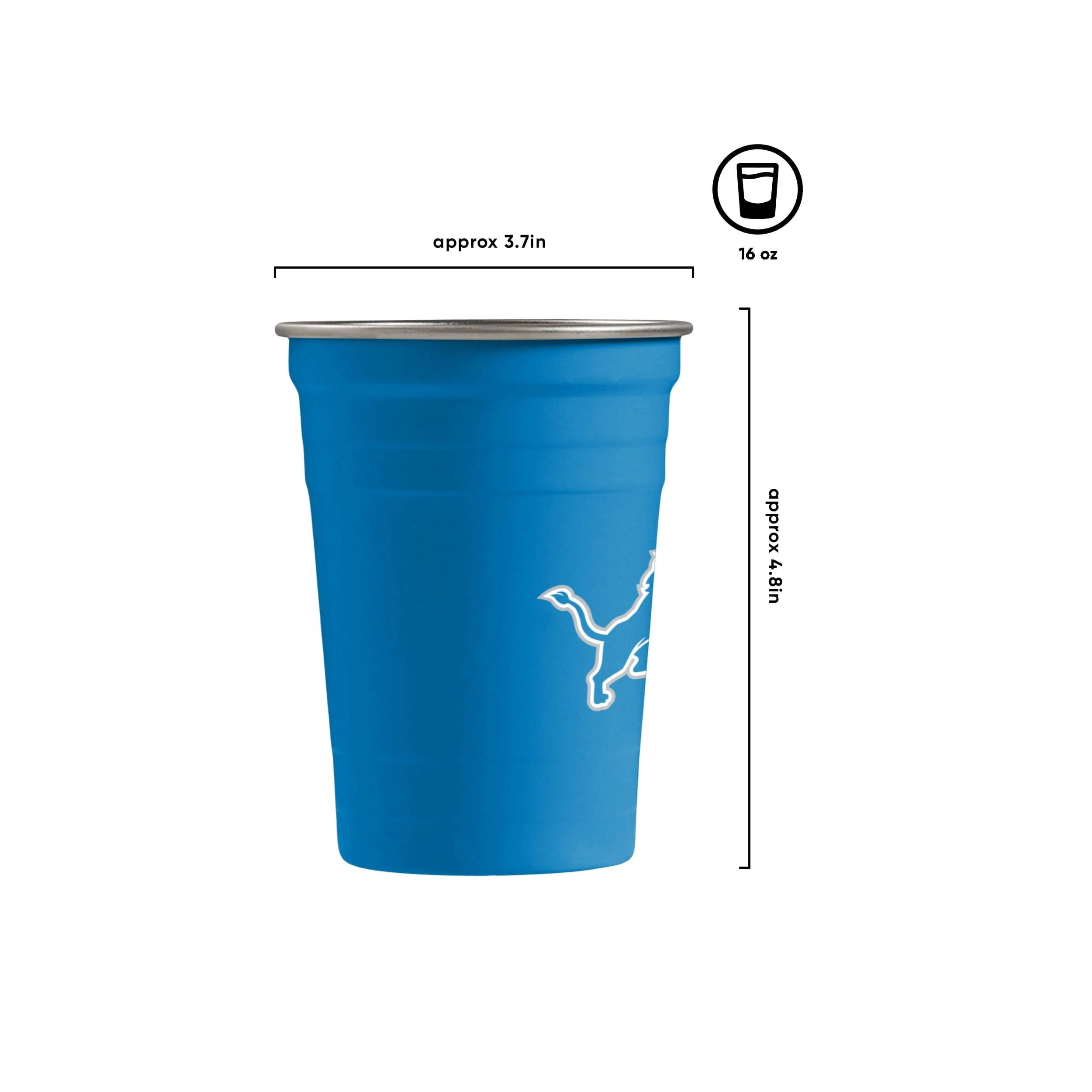 Detroit Lions NFL 2 Pack Reusable Stainless Steel 16 oz Tumbler Cup - Image 2
