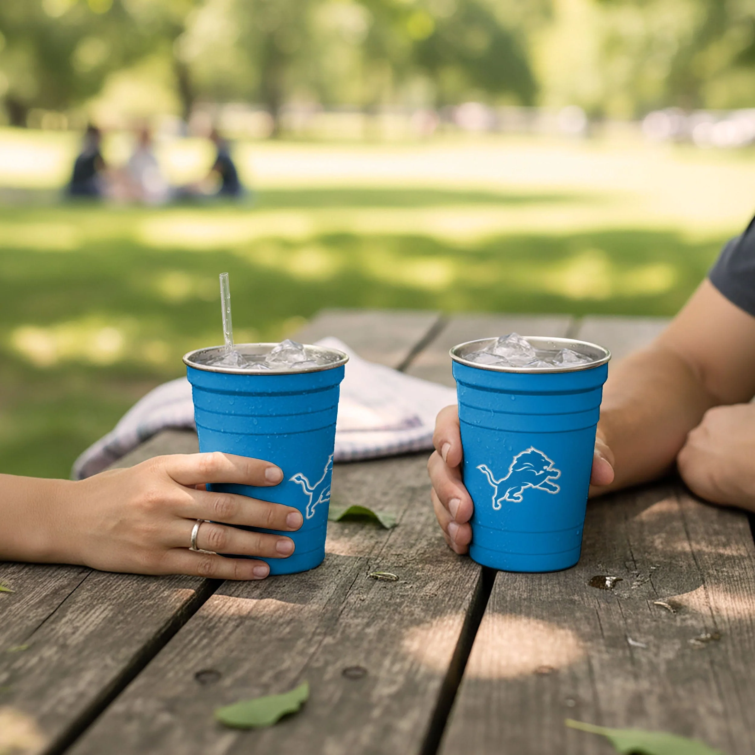 Detroit Lions NFL 2 Pack Reusable Stainless Steel 16 oz Tumbler Cup - Image 3