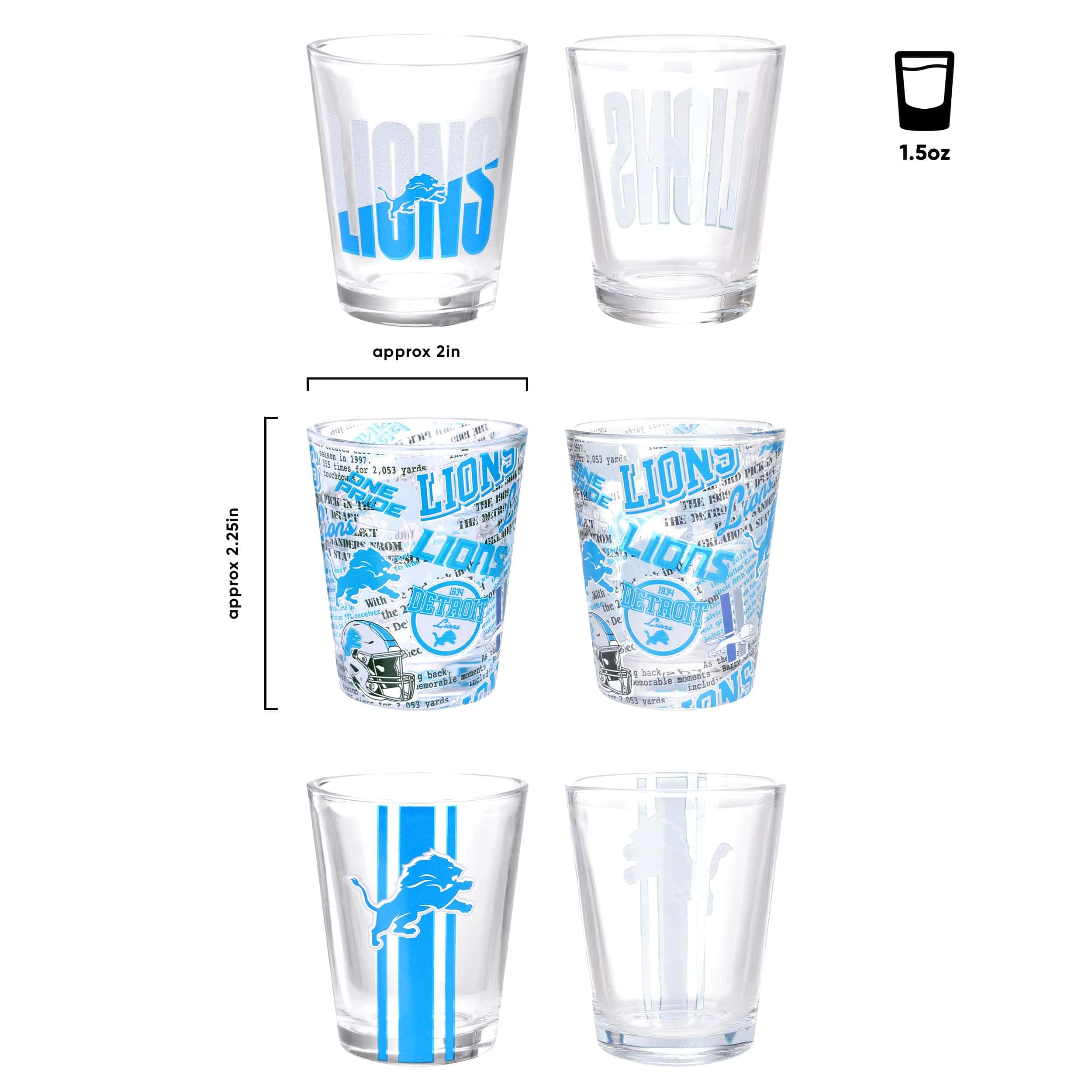 Detroit Lions NFL 3 Pack Shot Glass - Image 3