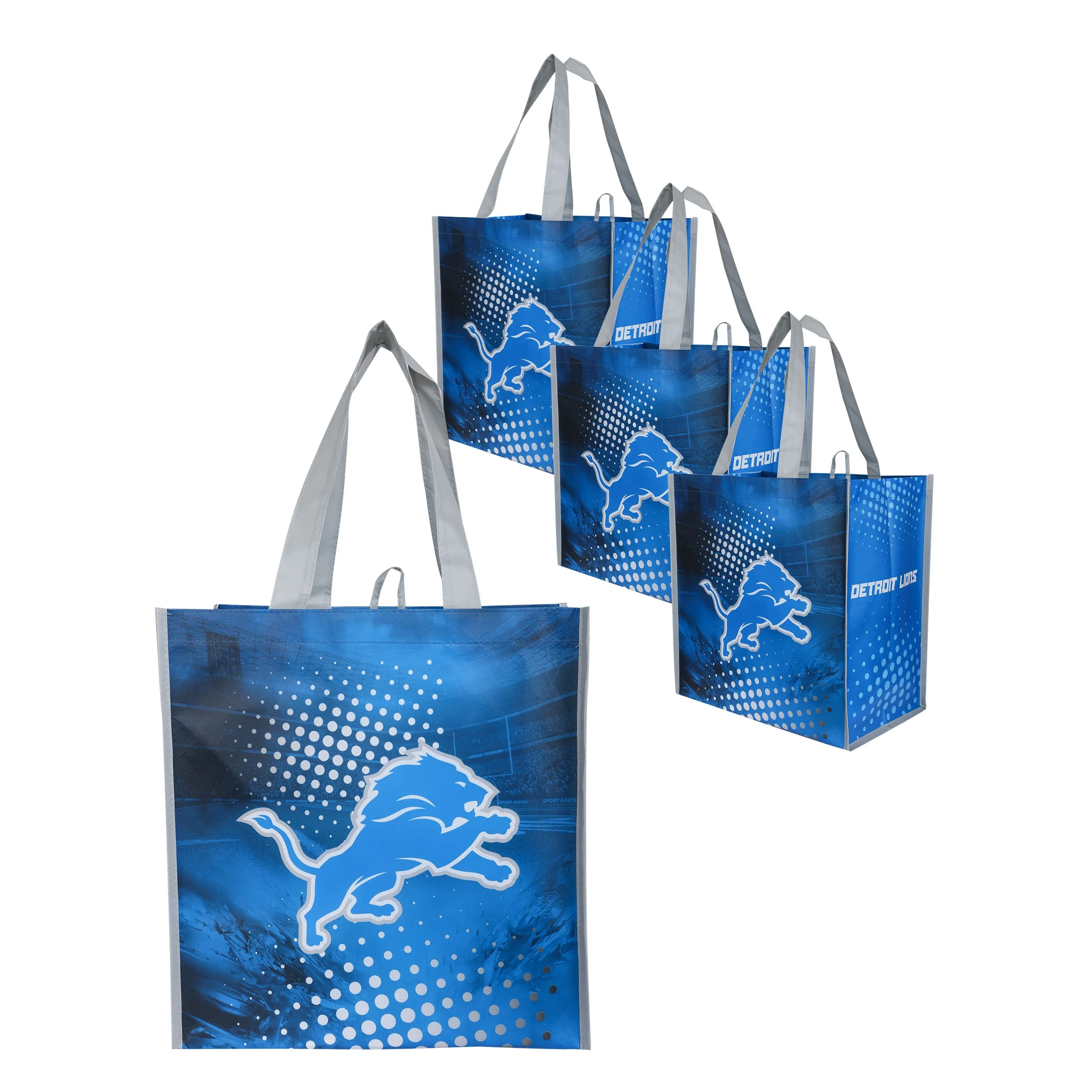 Detroit Lions NFL 4 Pack Reusable Shopping Bag - Image 2