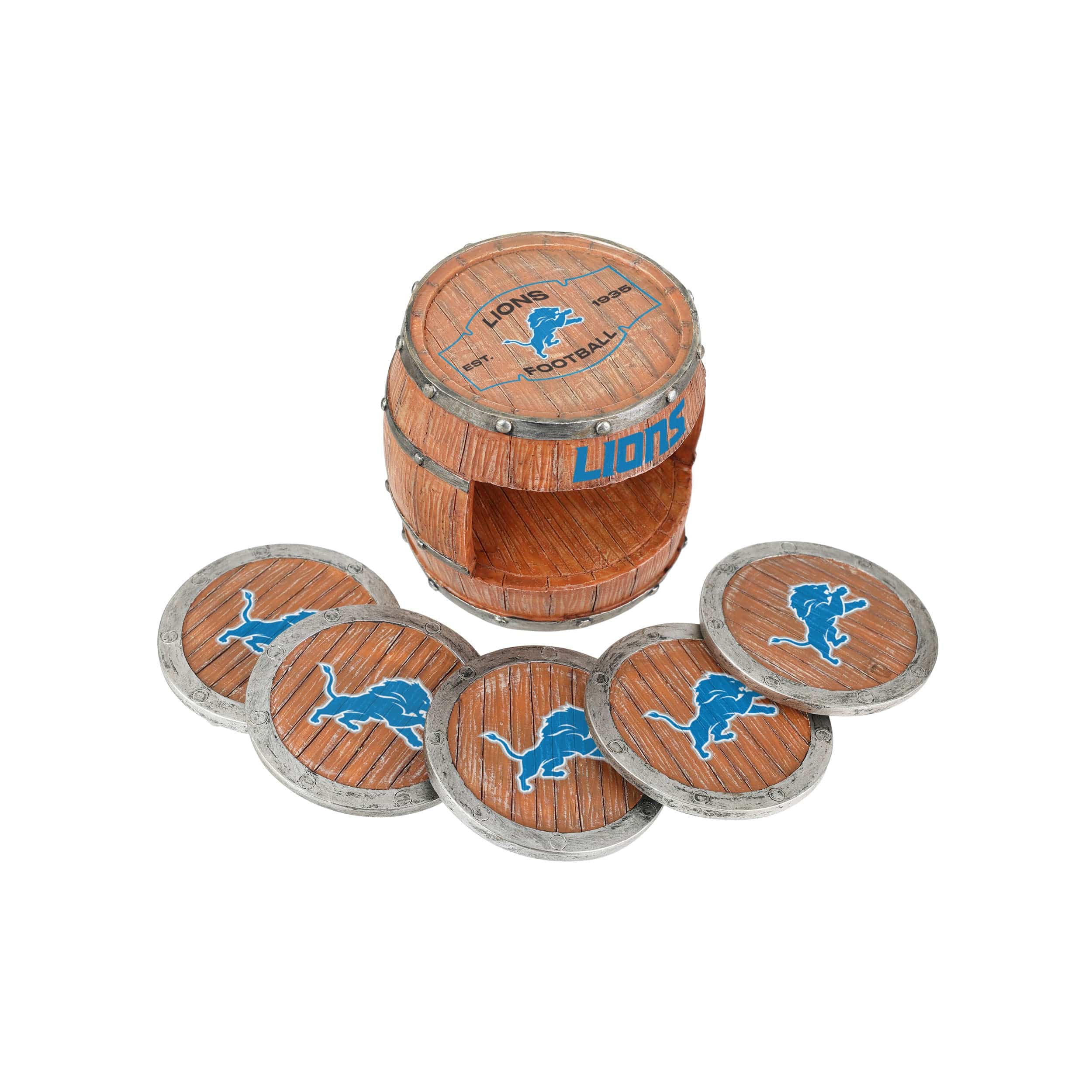 Detroit Lions NFL 5 Pack Barrel Coaster Set - Image 3