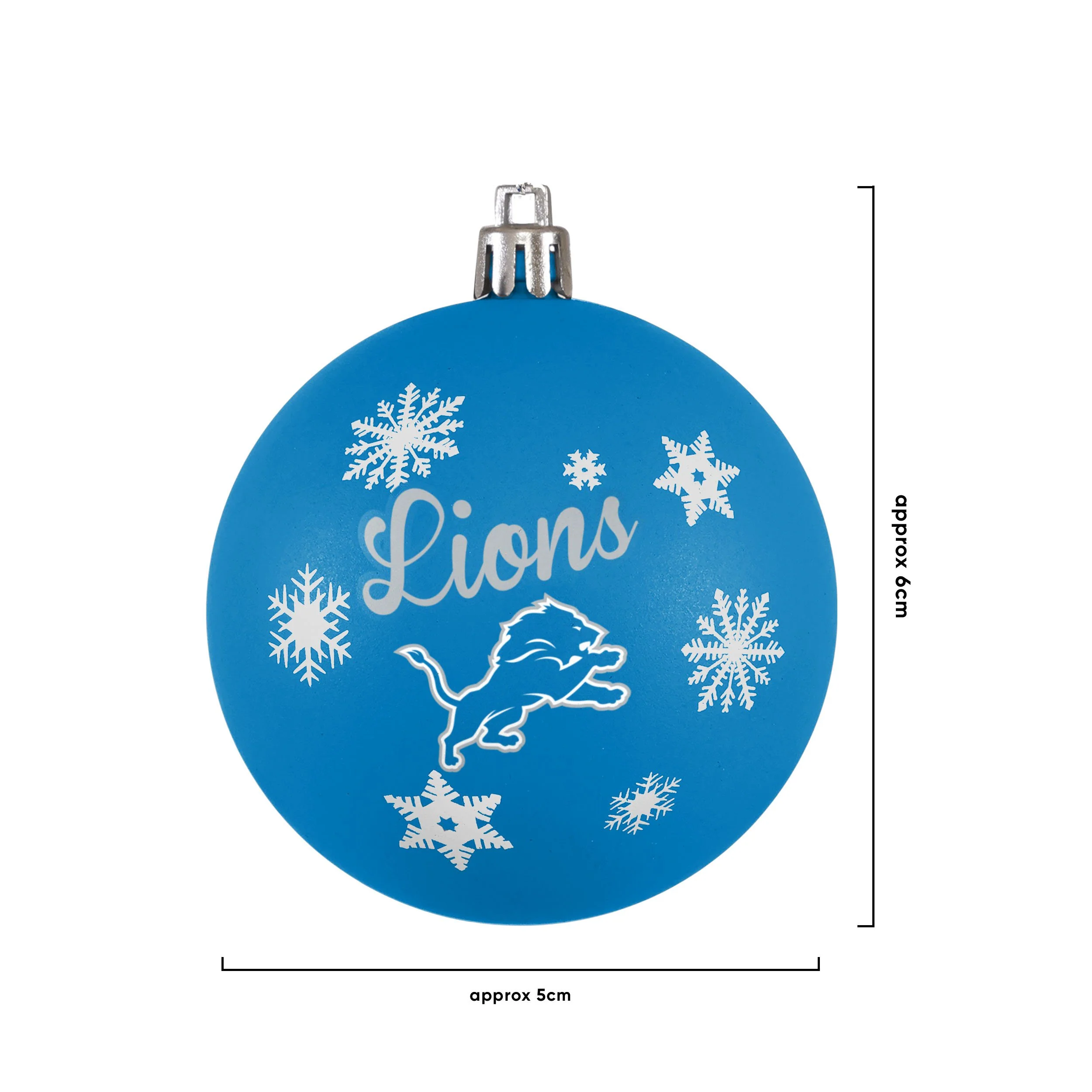 Detroit Lions NFL 5 Pack Shatterproof Ball Ornament Set - Image 3