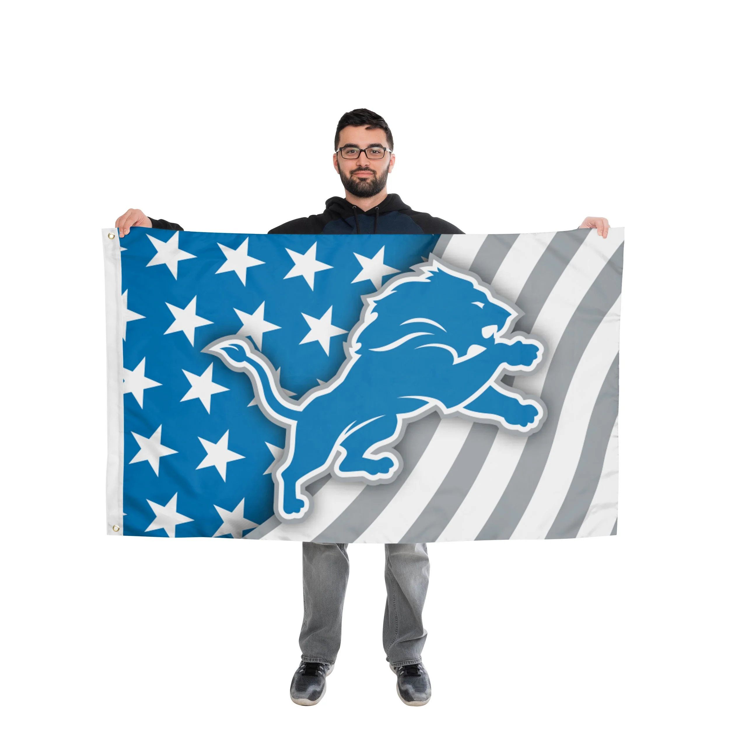Detroit Lions NFL Americana Horizontal Flag - Image 2