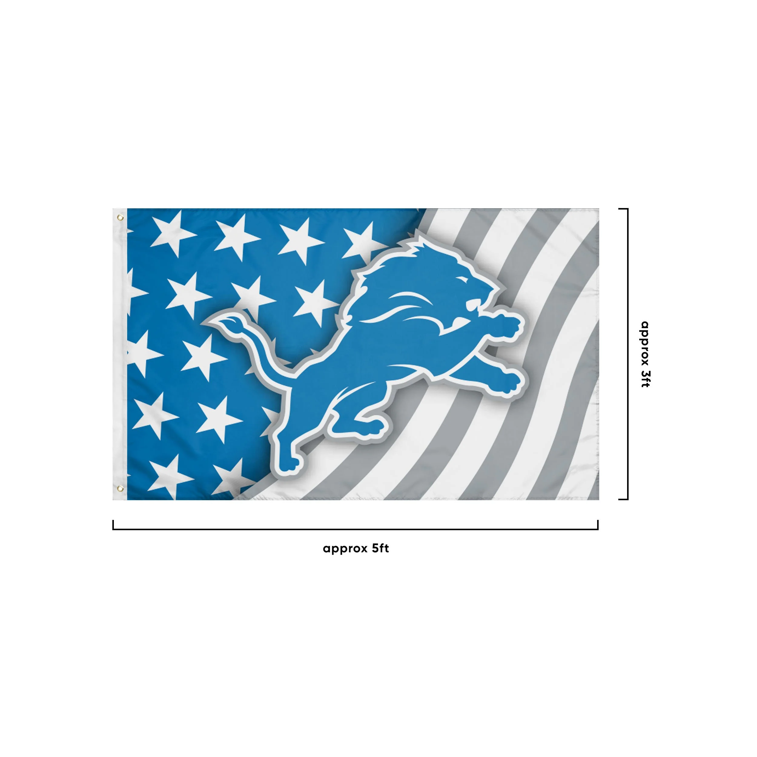 Detroit Lions NFL Americana Horizontal Flag - Image 3