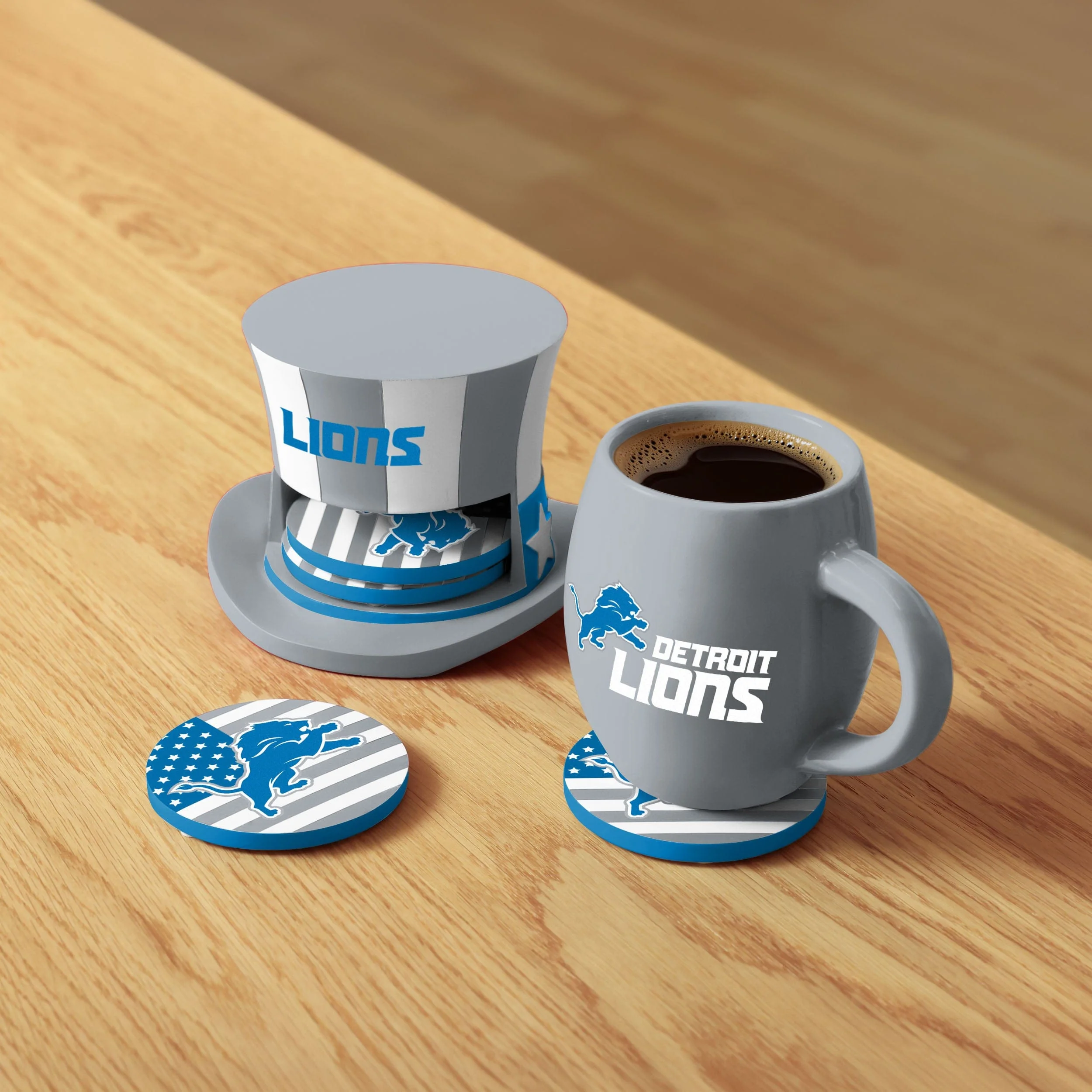 Detroit Lions NFL Americana Resin Coaster Set (PREORDER - SHIPS EARLY JUNE) - Image 2