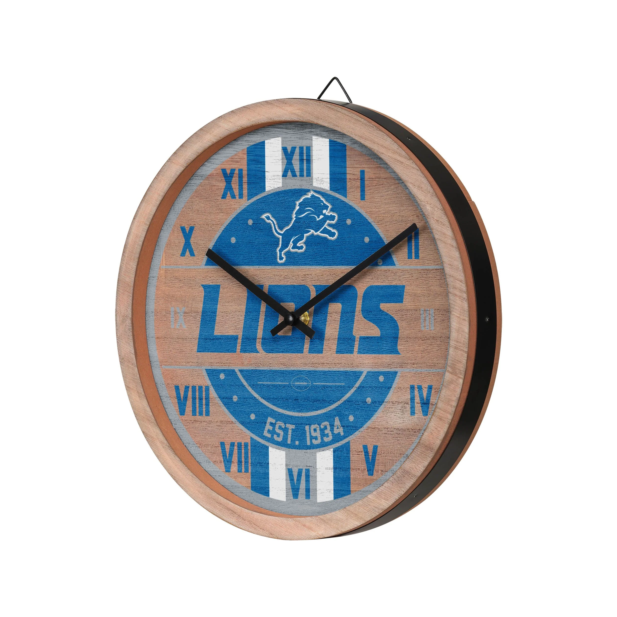 Detroit Lions NFL Barrel Wall Clock - Image 2