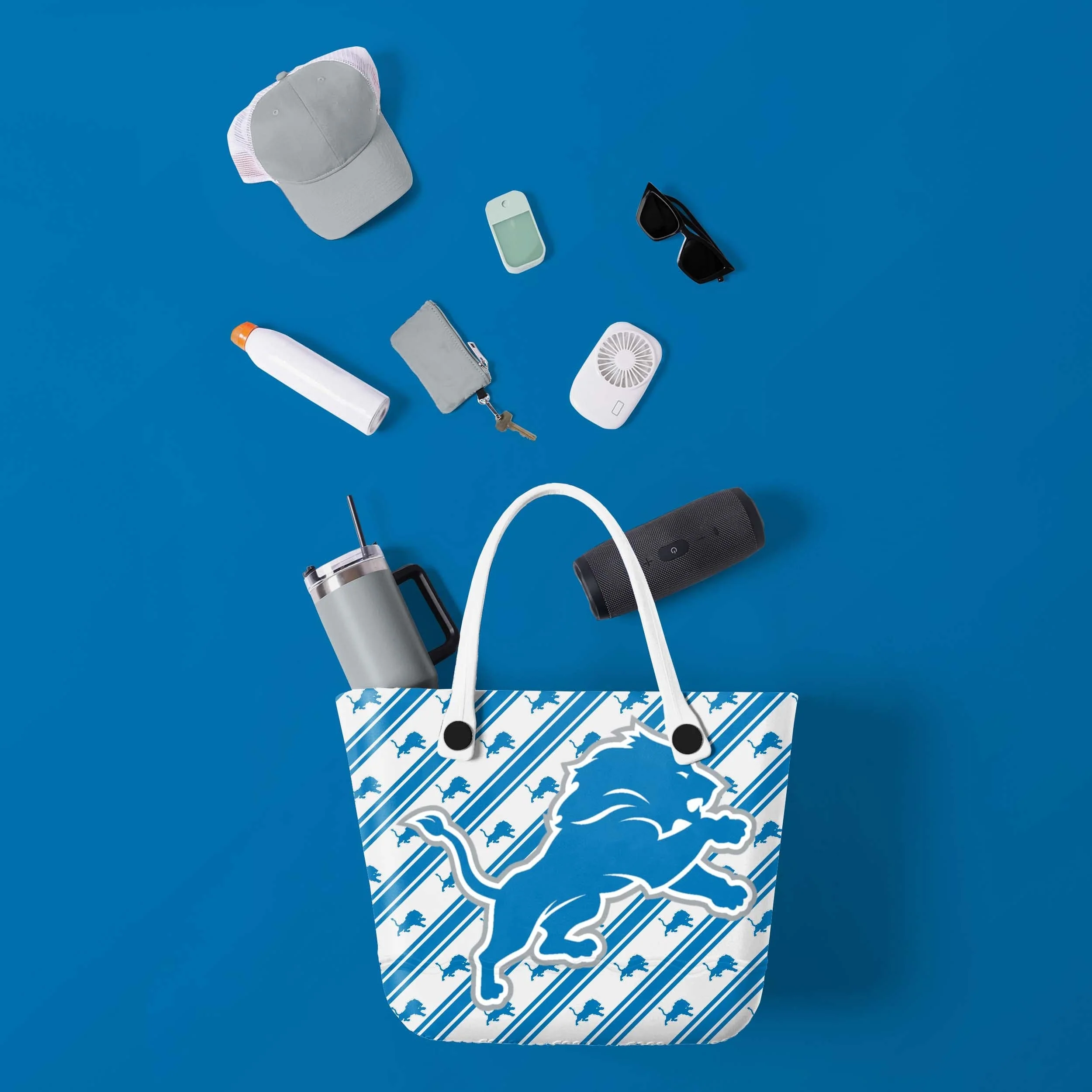 Detroit Lions NFL Big Logo Mini Print Tailgate Tote Bag - Image 2