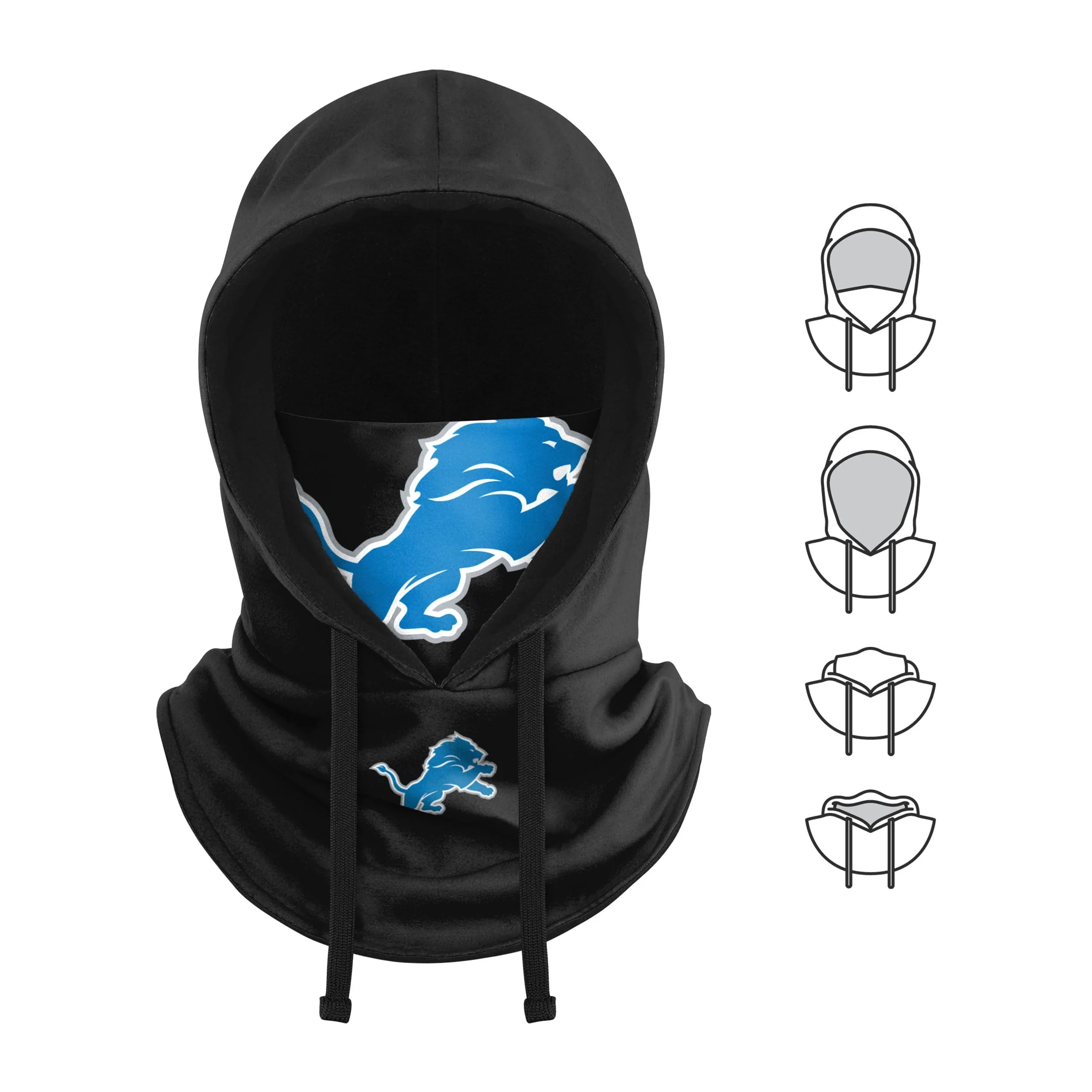 Detroit Lions NFL Black Drawstring Hooded Gaiter - Image 5