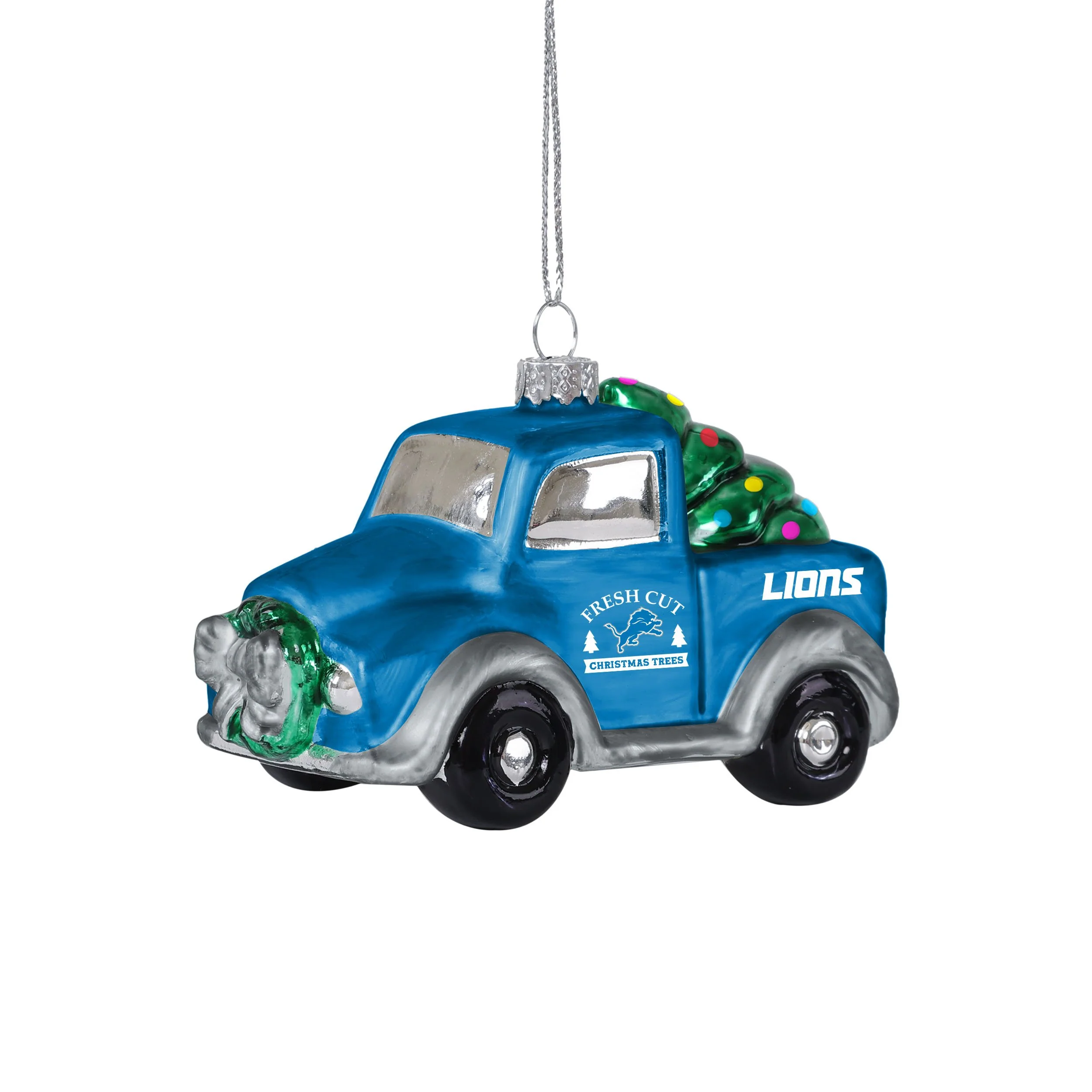 Detroit Lions NFL Blown Glass Truck Ornament - Image 2