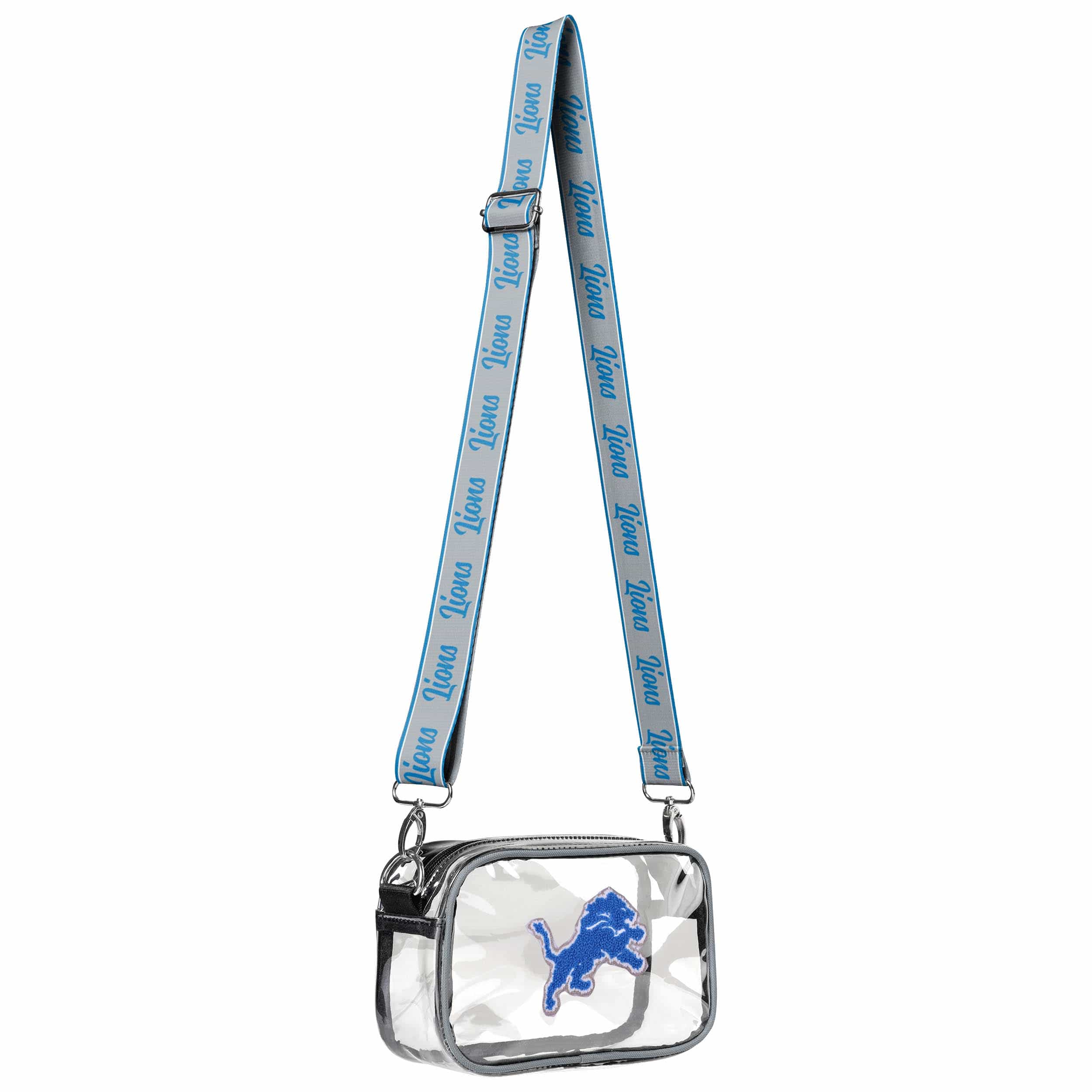Detroit Lions NFL Chenille Logo Clear Crossbody Bag (PREORDER - SHIPS EARLY JUNE) - Image 2