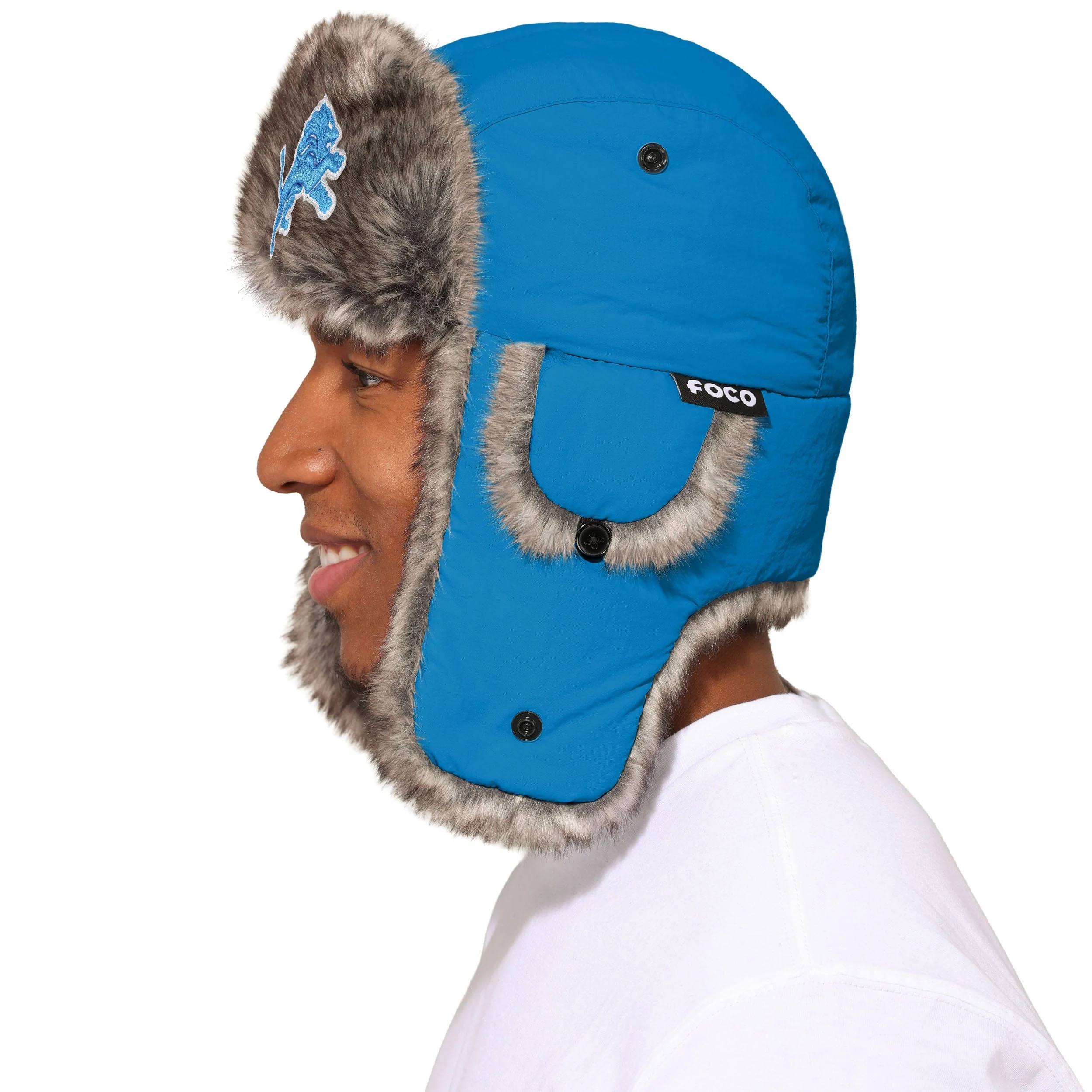 Detroit Lions NFL Faux Fur Trapper Hat - Image 2