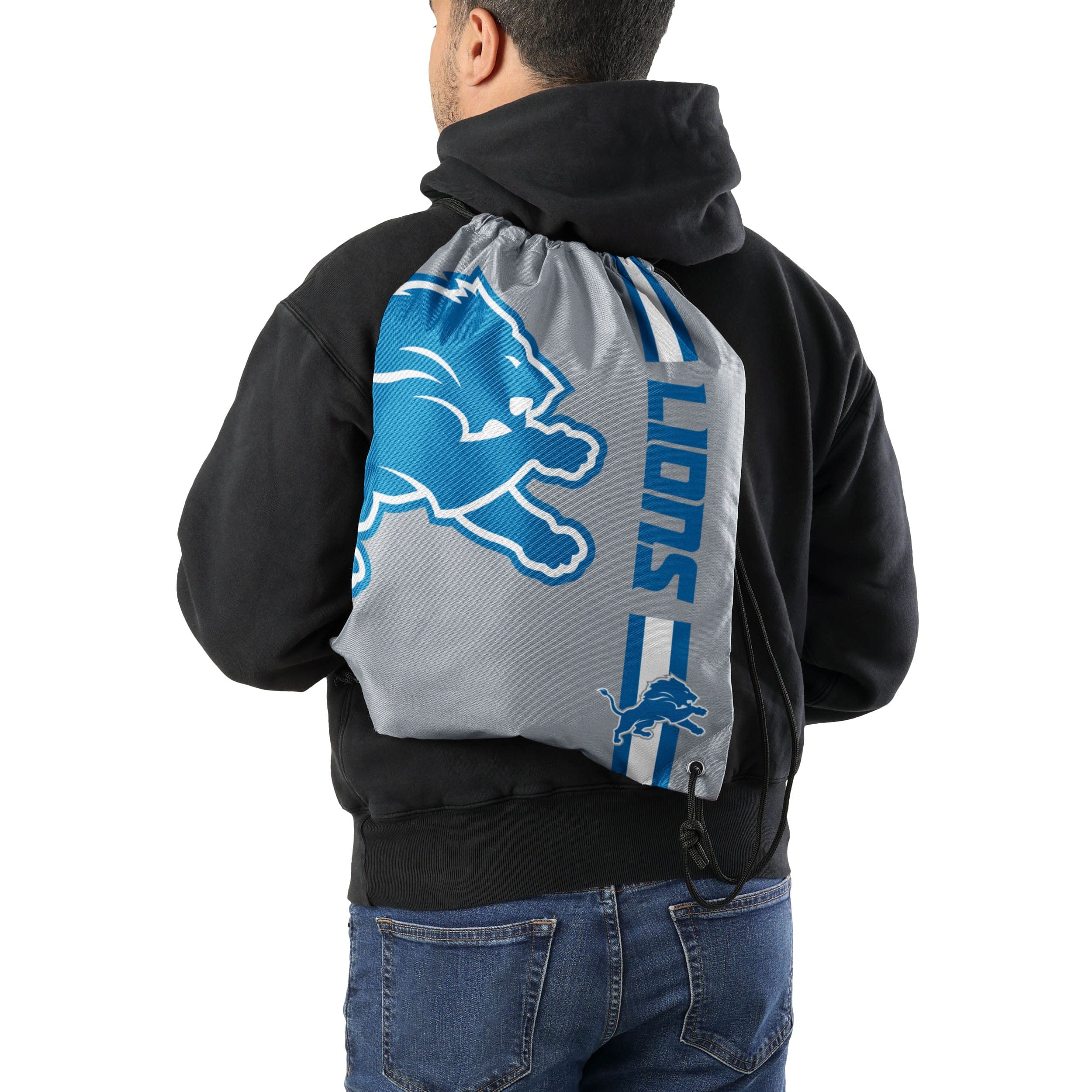 Detroit Lions NFL Gray Alternate Color Big Logo Drawstring Backpack - Image 2
