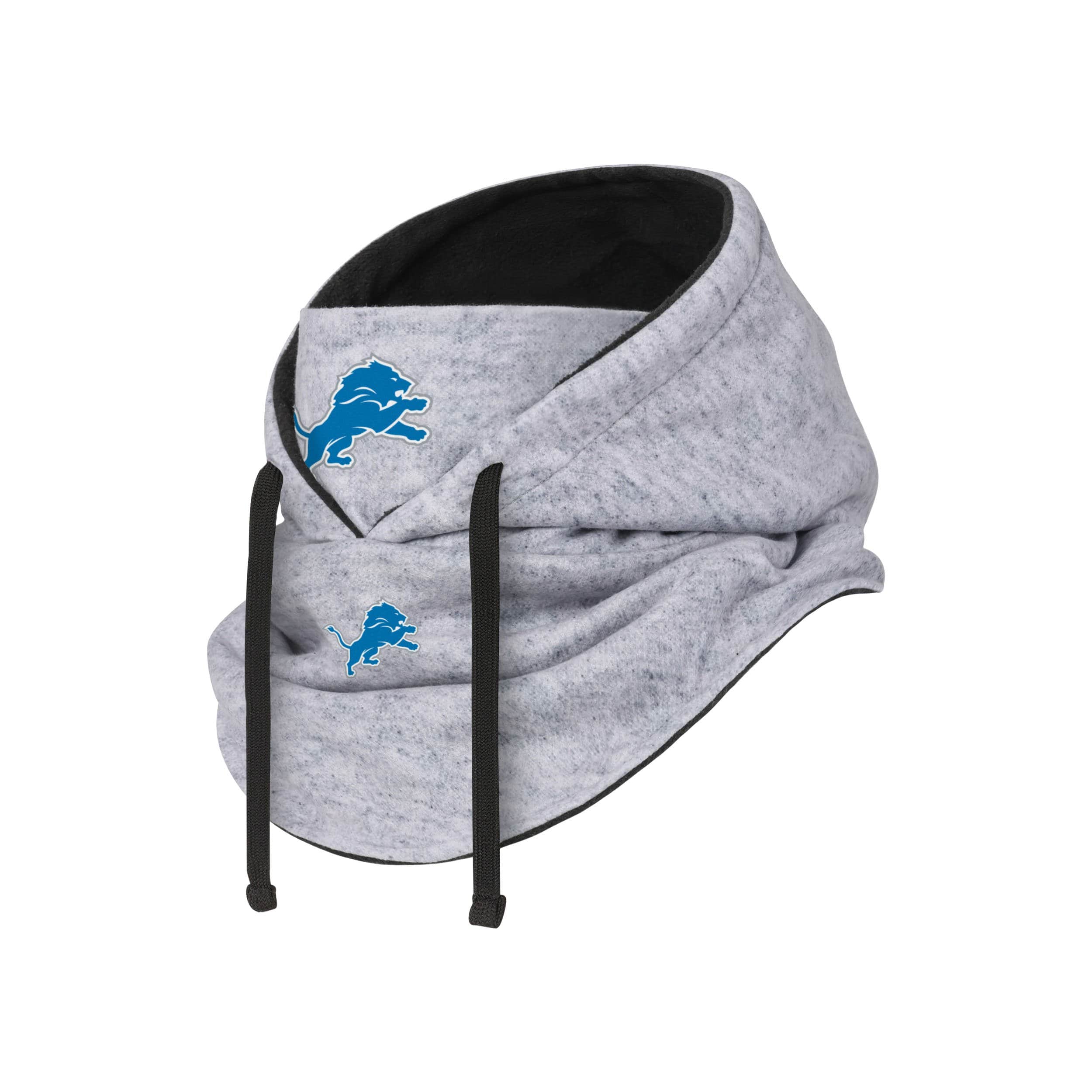 Detroit Lions NFL Heather Gray Drawstring Hooded Gaiter Scarf - Image 2
