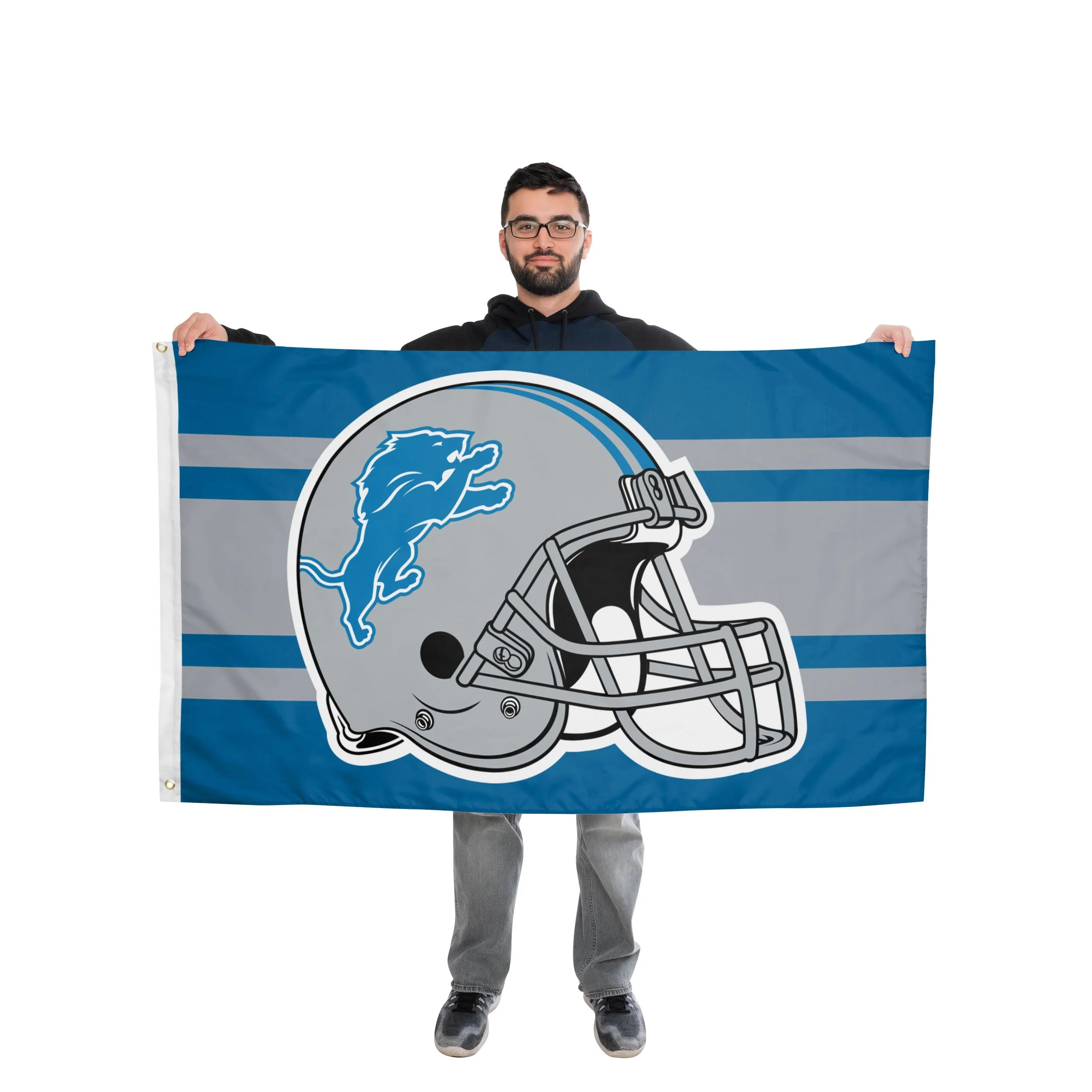 Detroit Lions NFL Helmet Horizontal Flag - Image 2