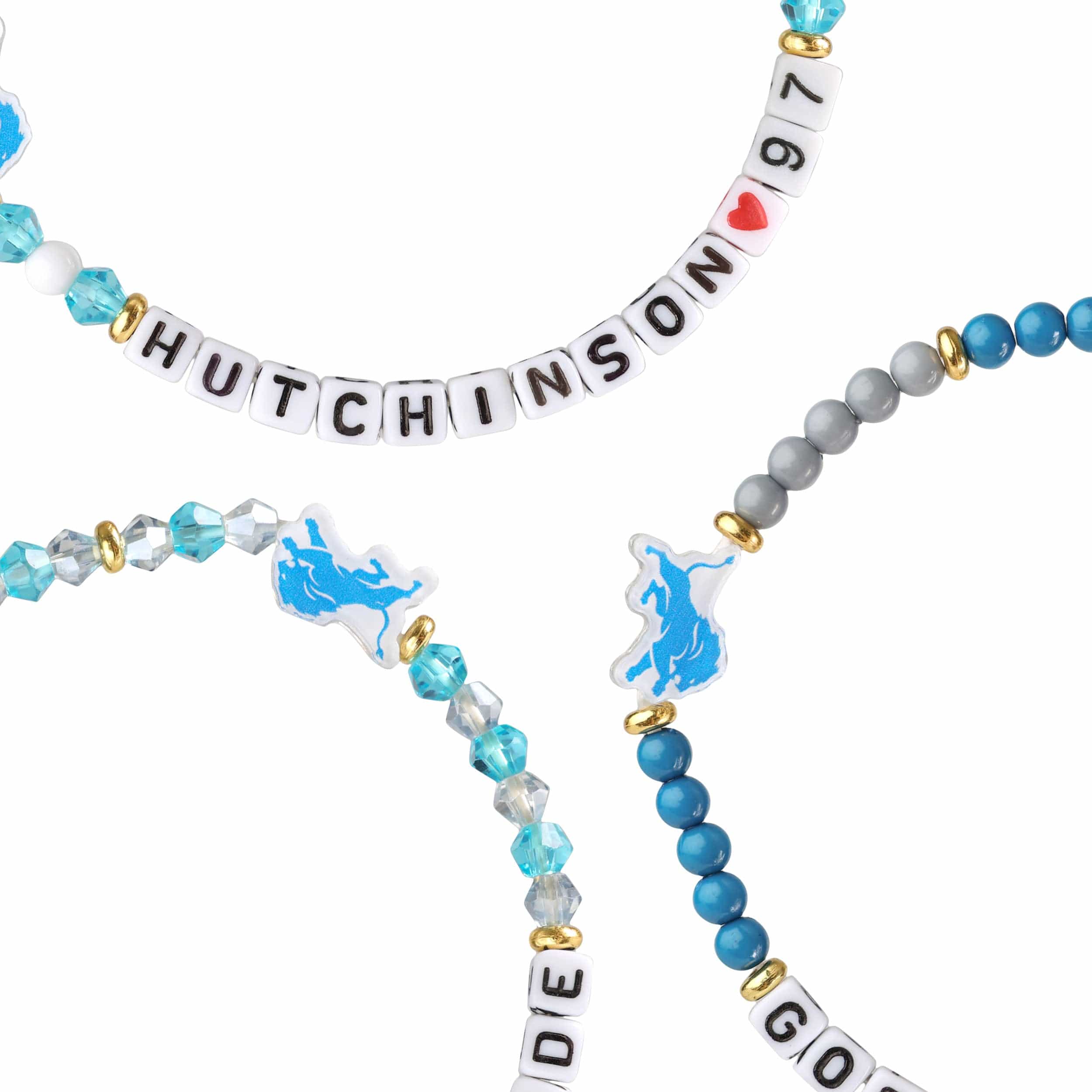 Detroit Lions NFL Jared Goff & Aidan Hutchinson 3 Pack Player Friendship Bracelet - Image 2