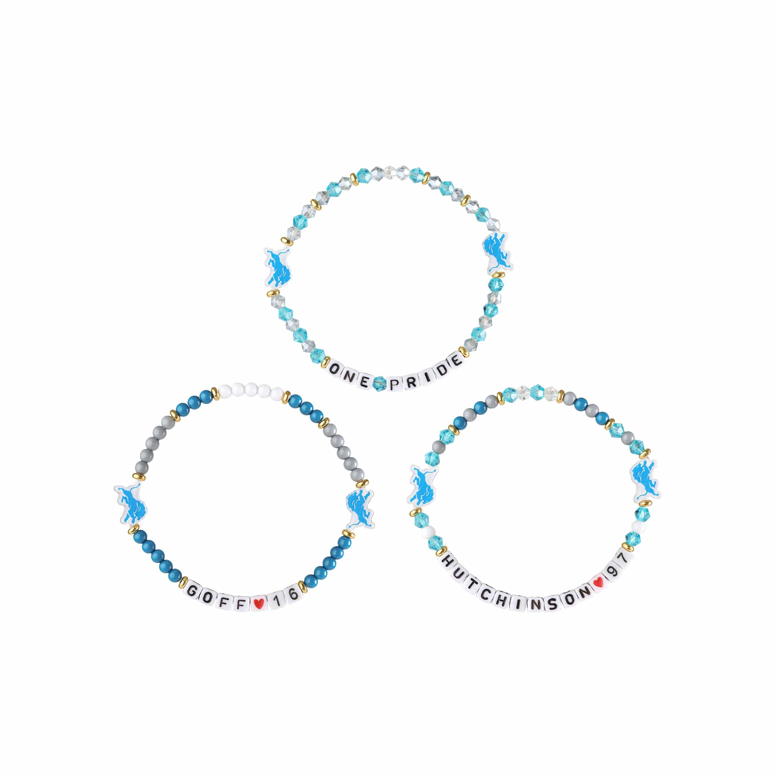 Detroit Lions NFL Jared Goff & Aidan Hutchinson 3 Pack Player Friendship Bracelet - Image 3