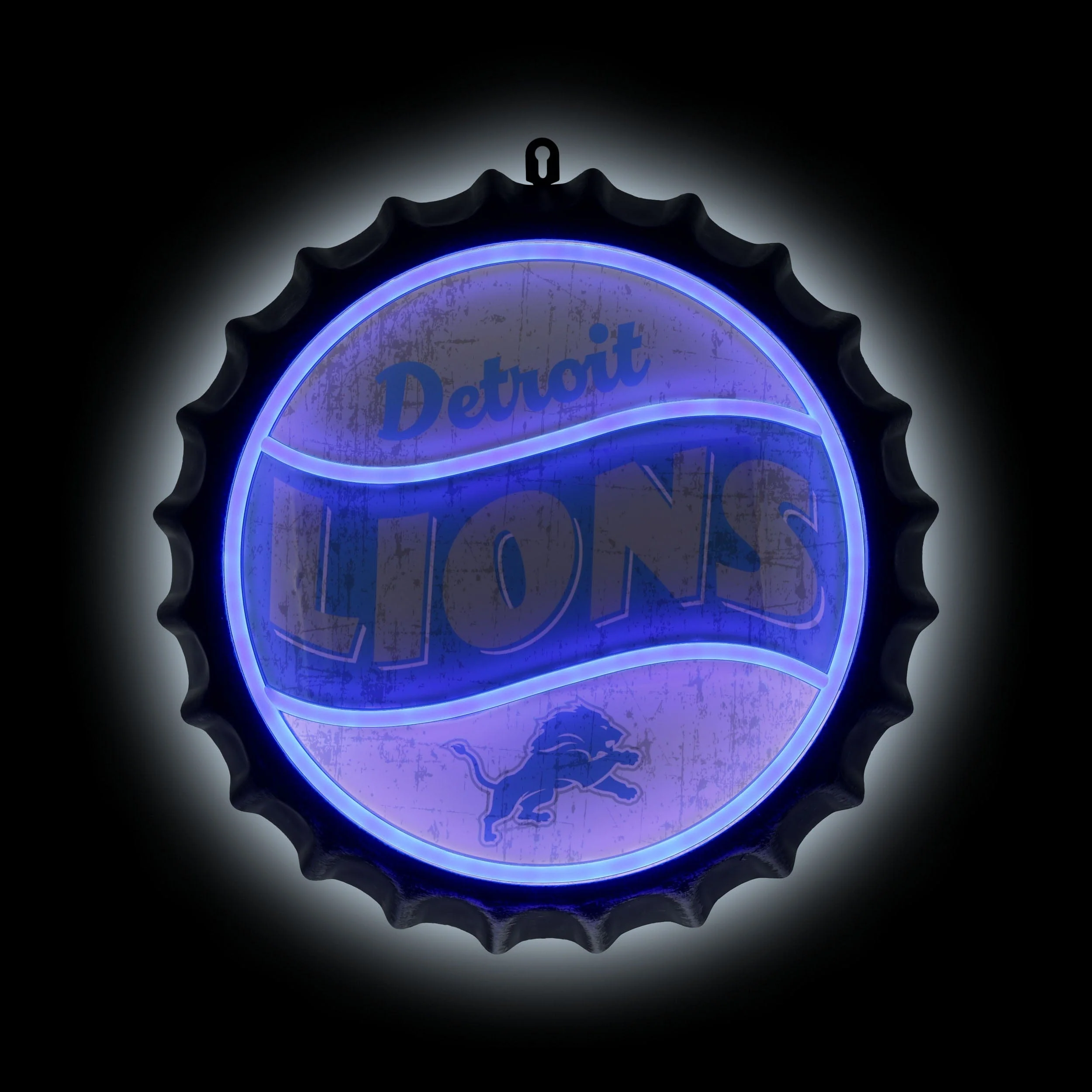 Detroit Lions NFL LED Neon Backlit Bottle Cap Wall Sign - Image 2