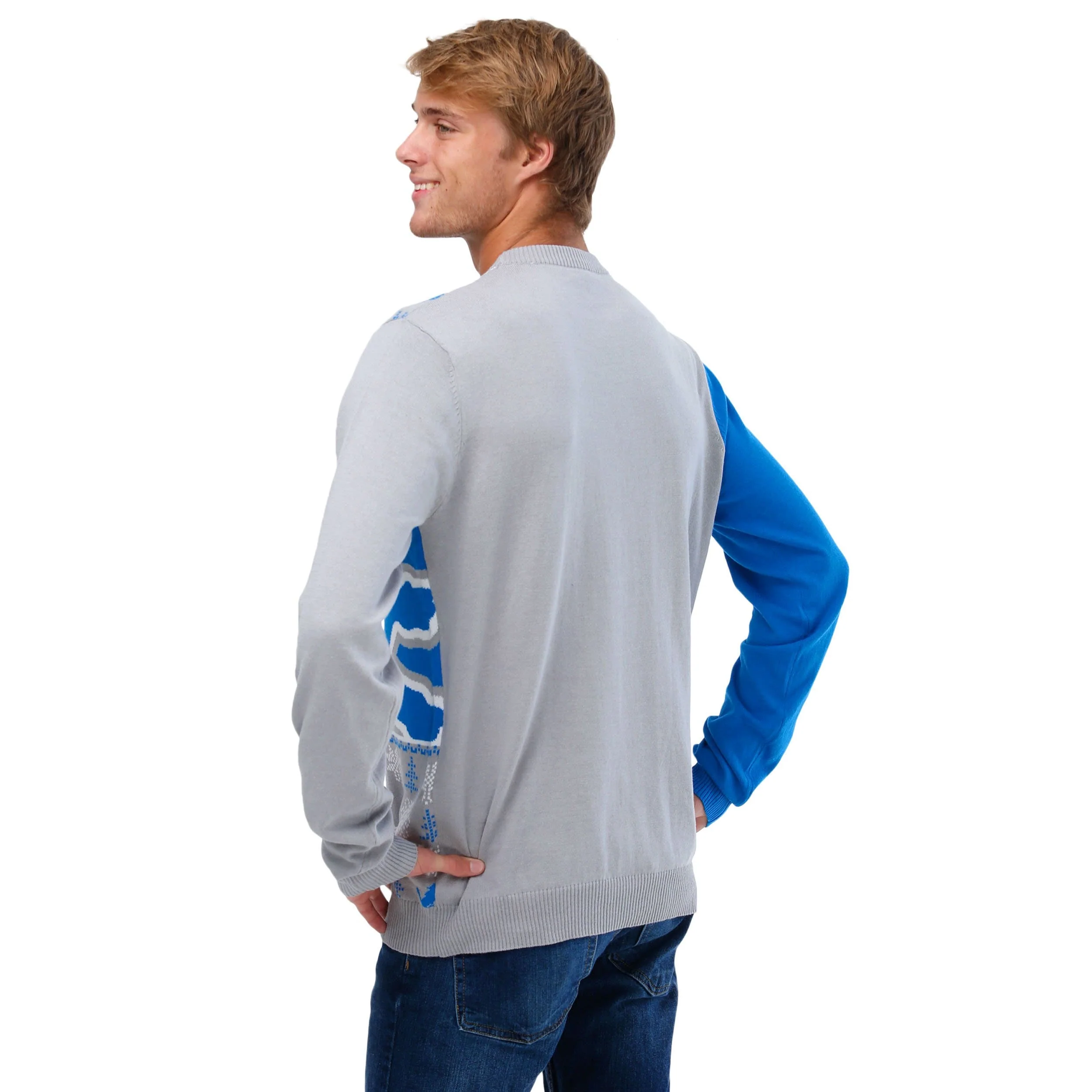 Detroit Lions NFL Mens Busy Block Snowfall Sweater - Image 3